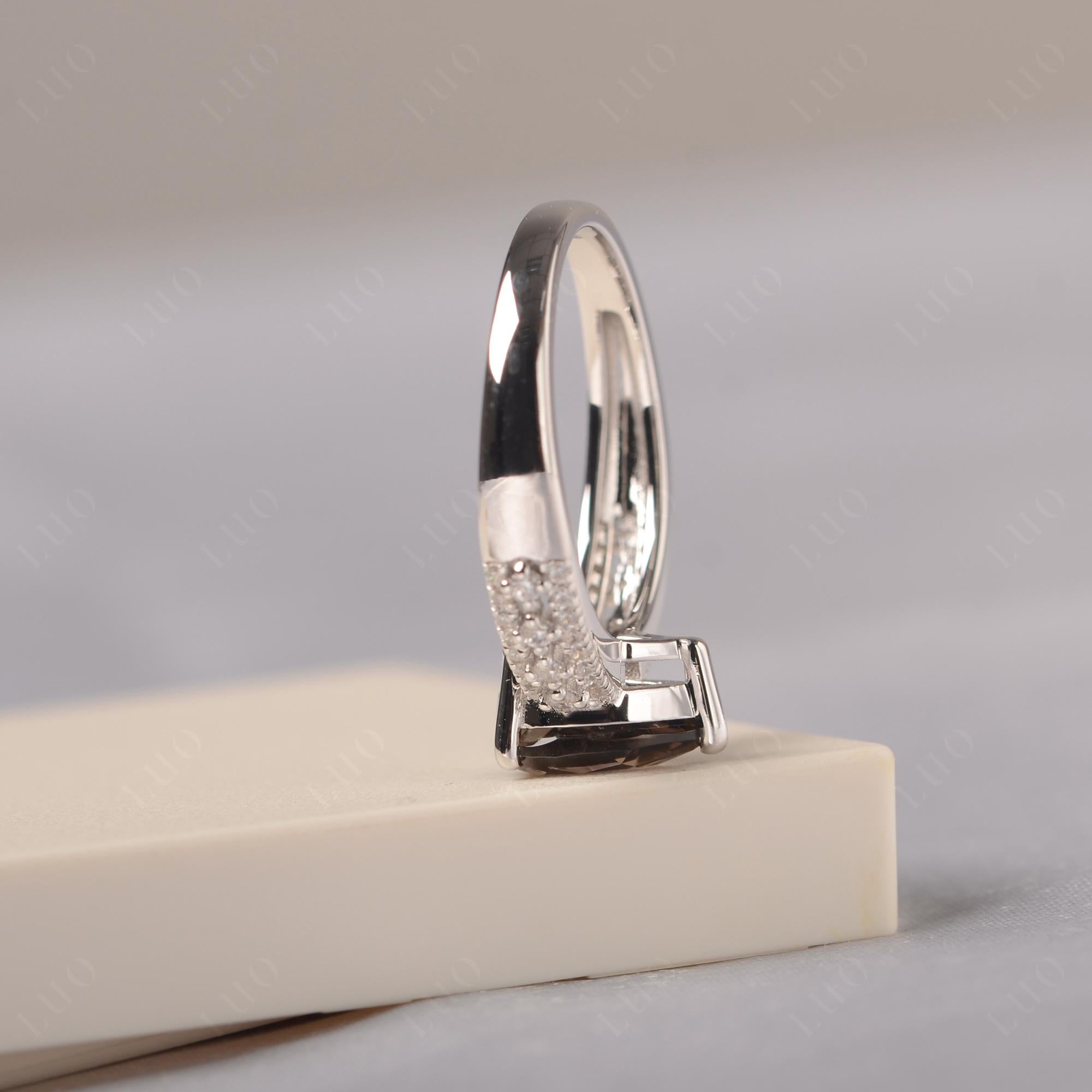 Smoky Quartz Pear Shaped Promise Ring - LUO Jewelry 
