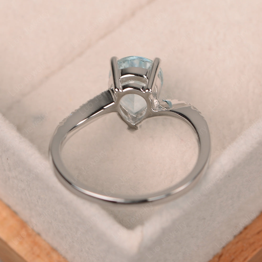 Pear Shaped Aquamarine Engagement Ring Pave - LUO Jewelry