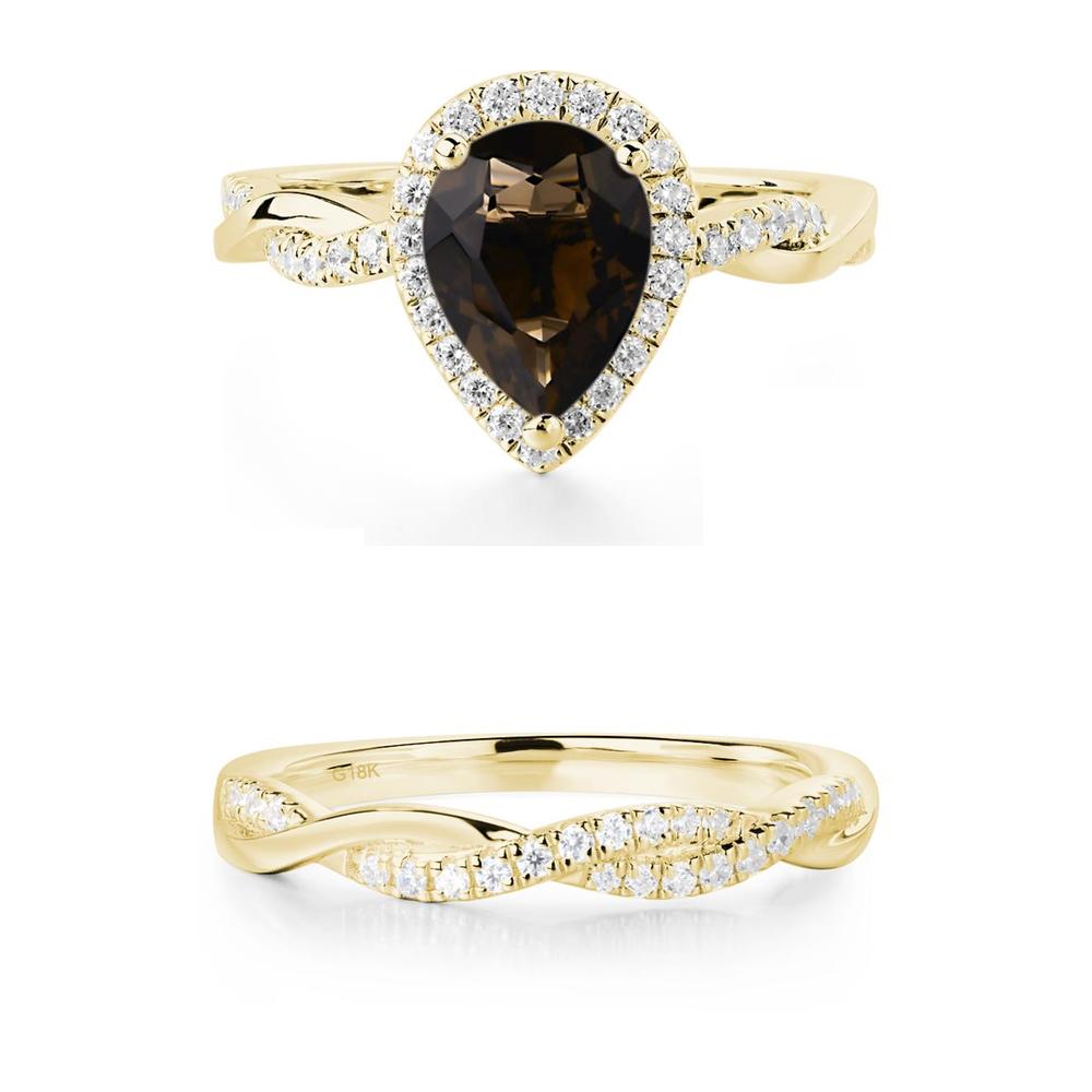 Smoky Quartz Twisted Band Engagement Ring - LUO Jewelry #metal_xxxxx