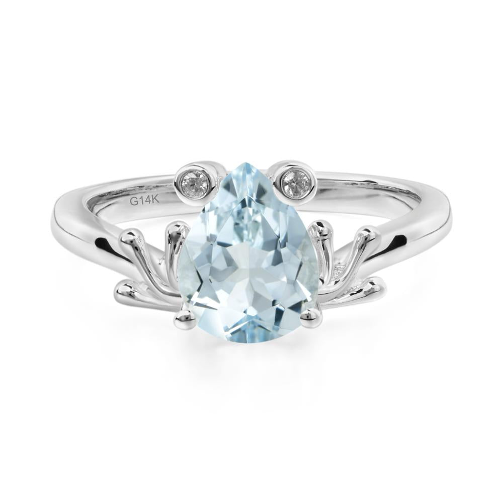 Aquamarine Frog Engagement Ring - LUO Jewelry #metal_14k white gold