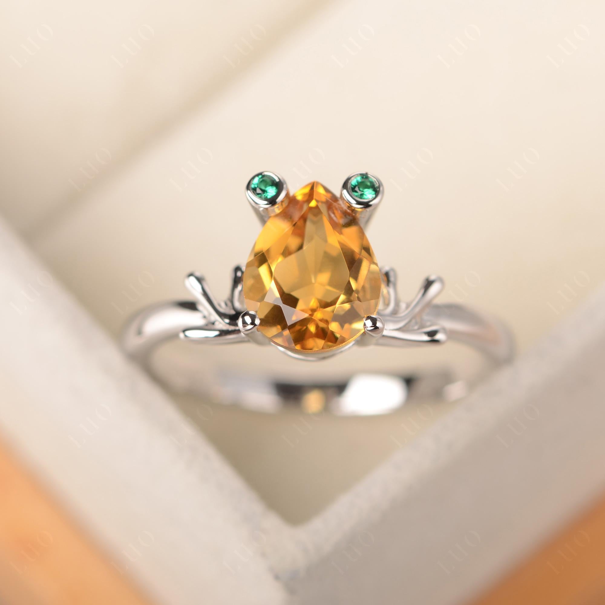 Citrine Frog Promise Ring - LUO Jewelry 