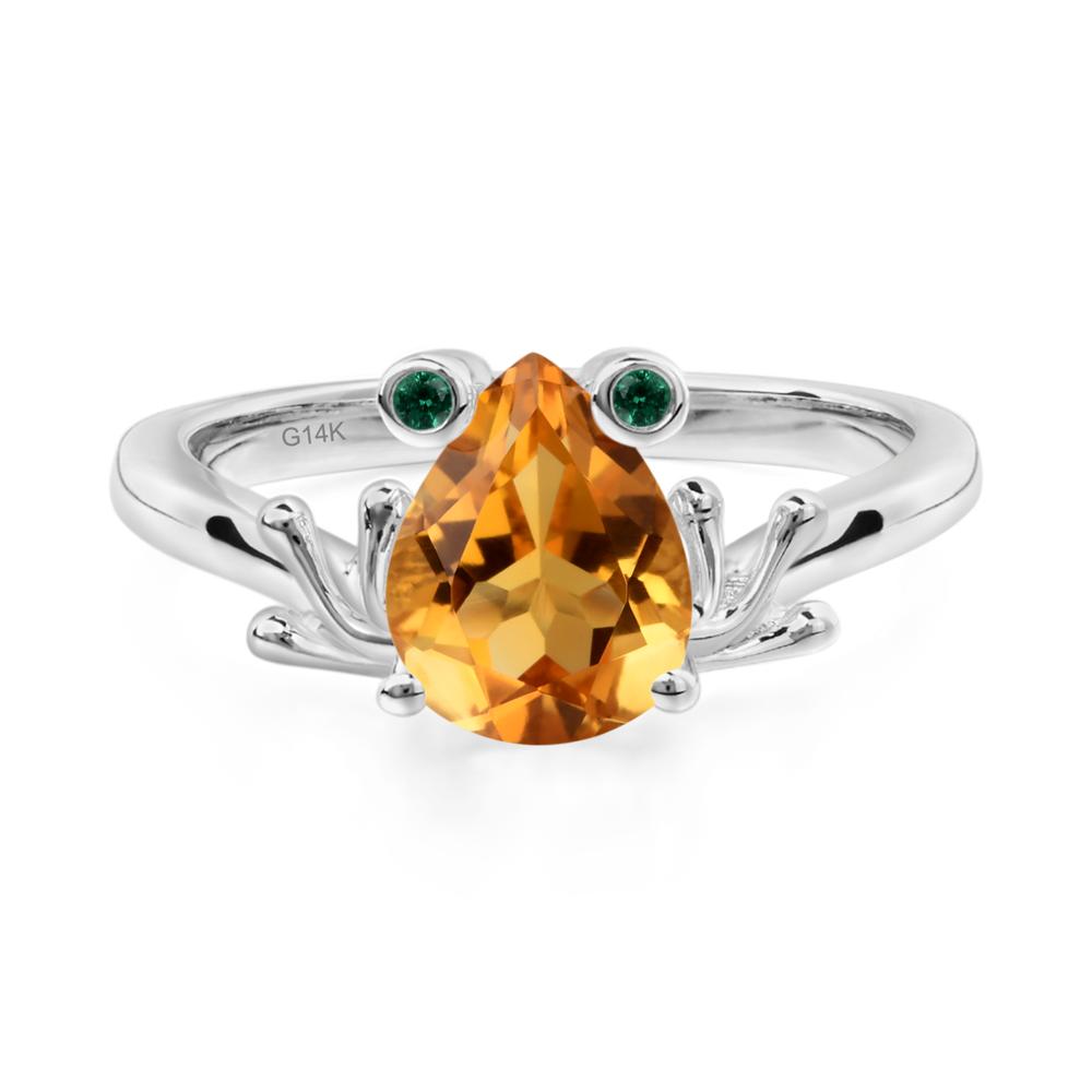 Citrine Frog Promise Ring - LUO Jewelry #metal_14k white gold