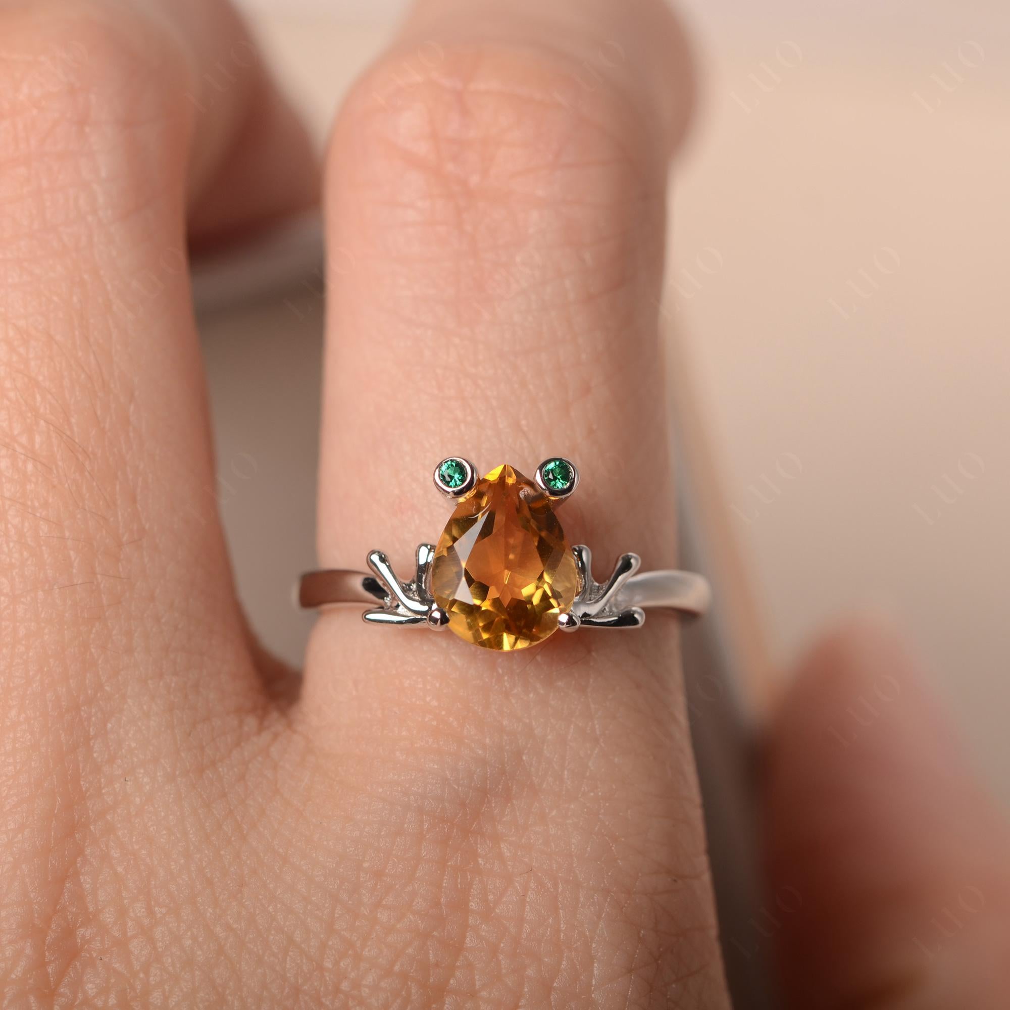 Citrine Frog Promise Ring - LUO Jewelry 