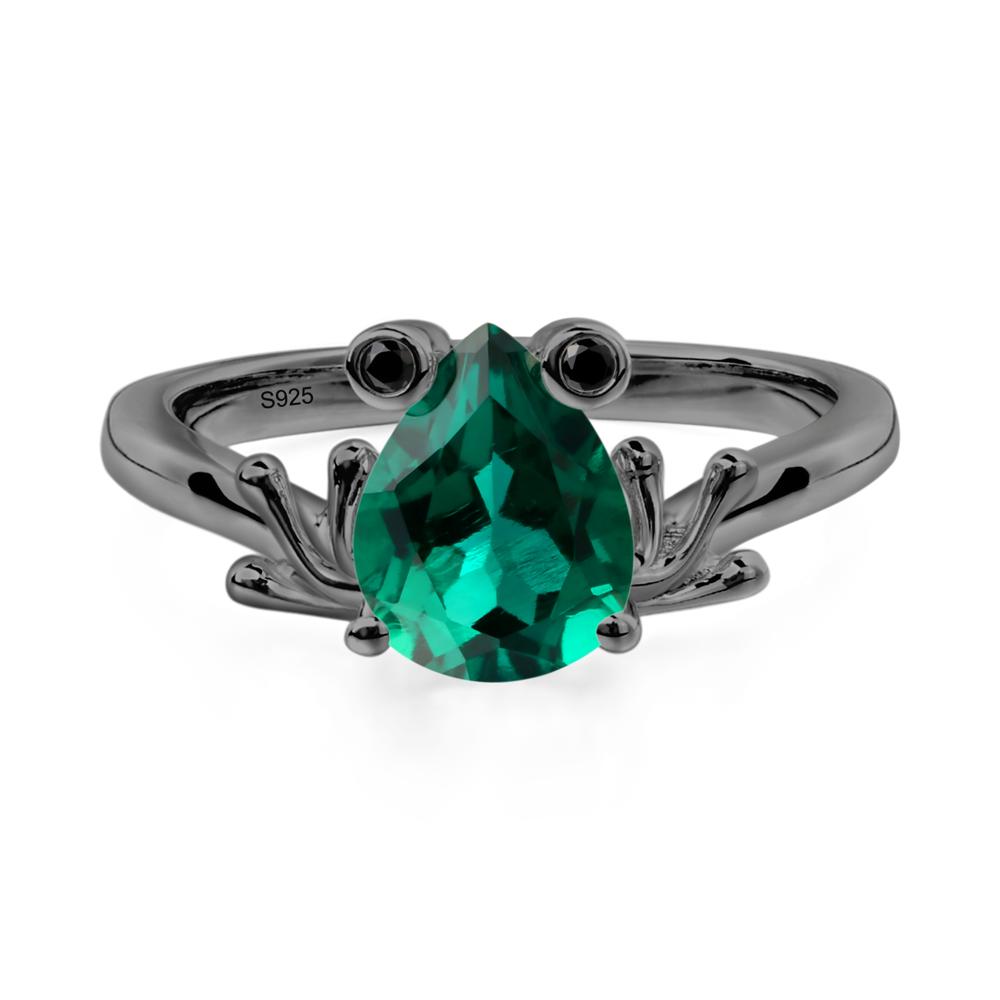 Emerald Frog Engagement Ring - LUO Jewelry #metal_black finish sterling silver