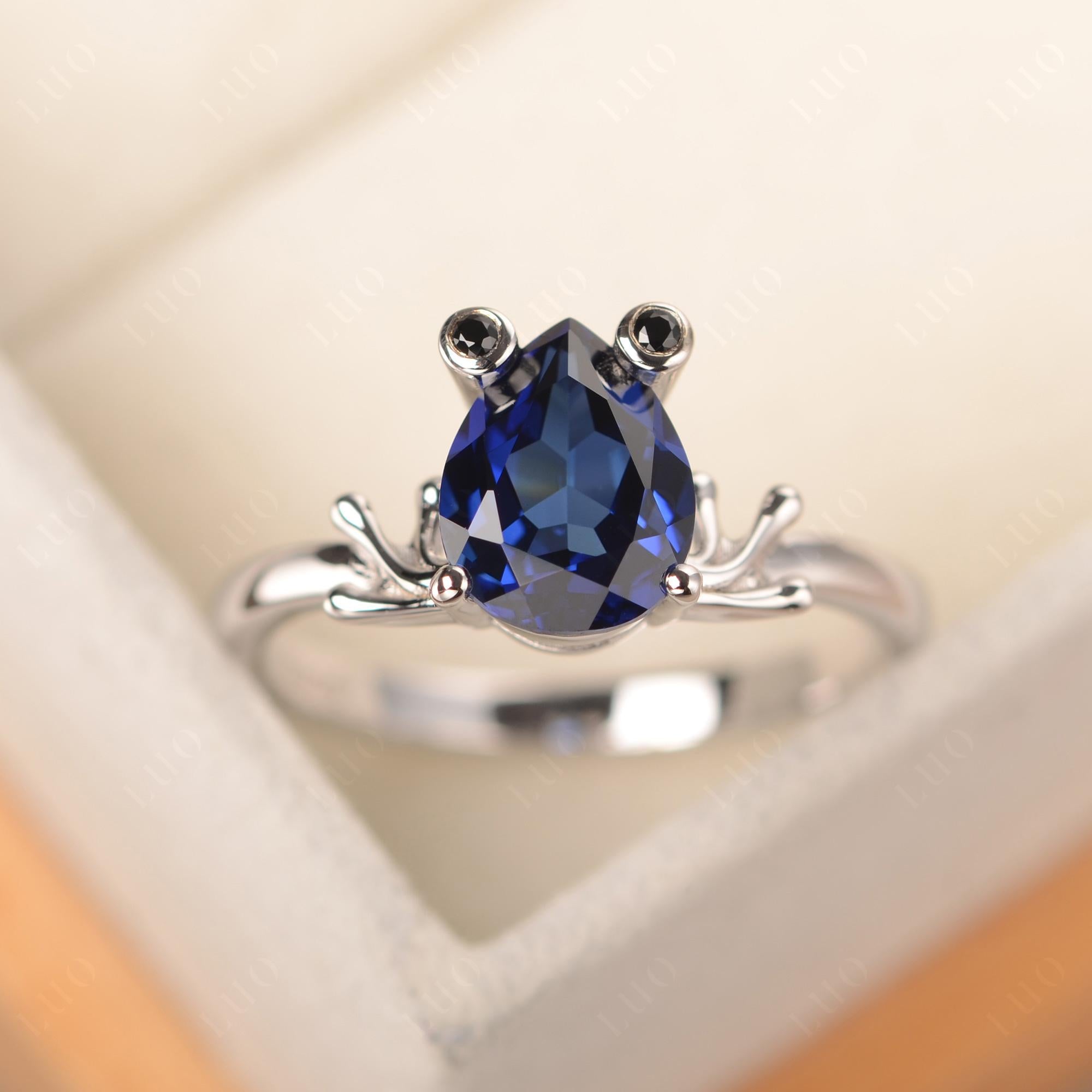 Sapphire Frog Engagement Ring - LUO Jewelry 