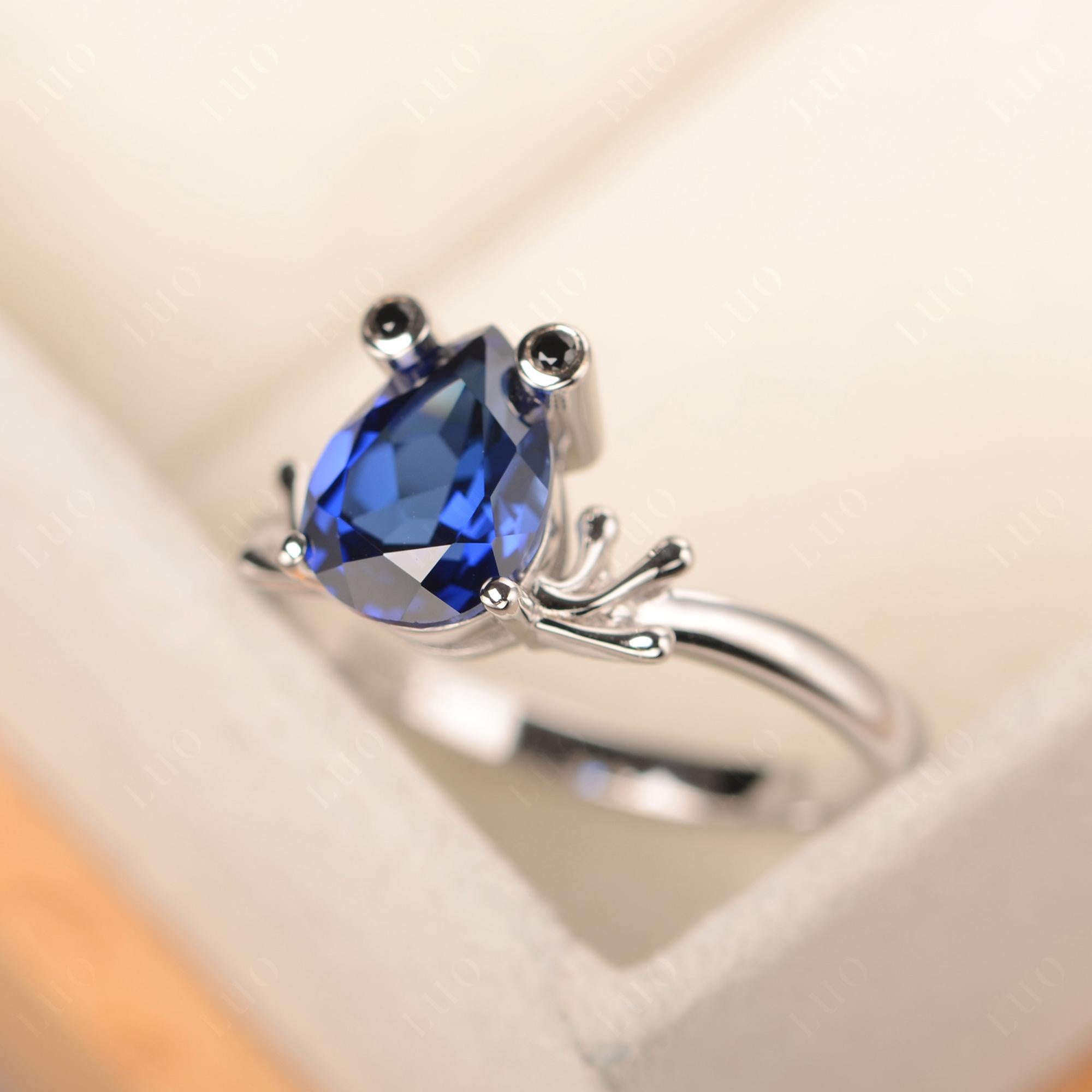 Sapphire Frog Engagement Ring - LUO Jewelry 