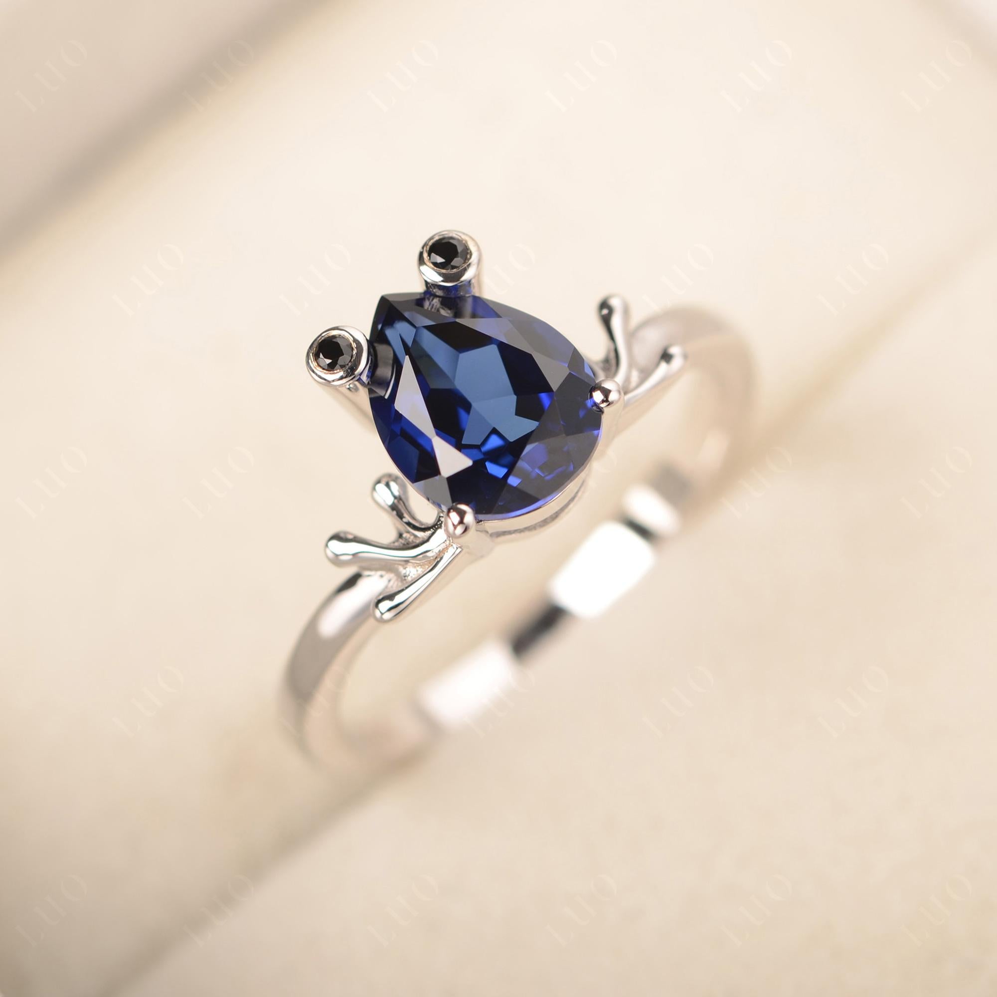 Sapphire Frog Engagement Ring - LUO Jewelry 