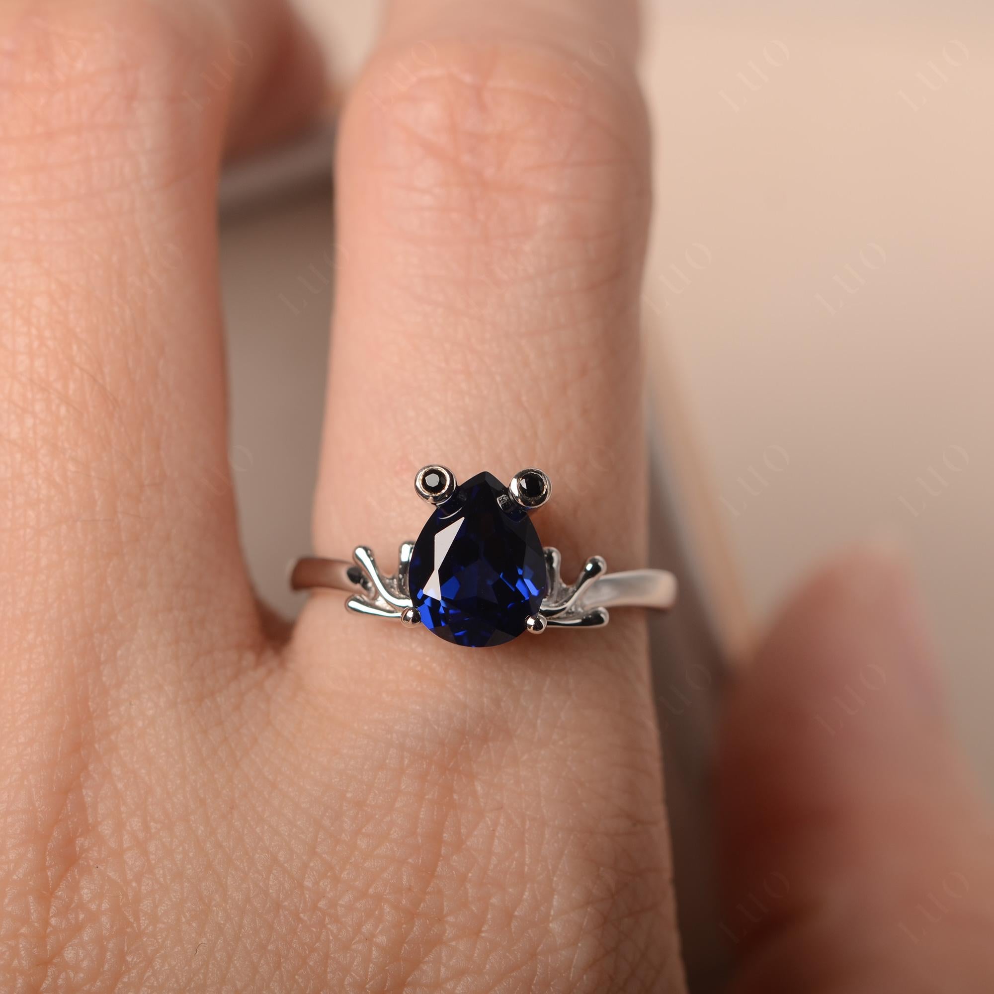 Sapphire Frog Engagement Ring - LUO Jewelry 