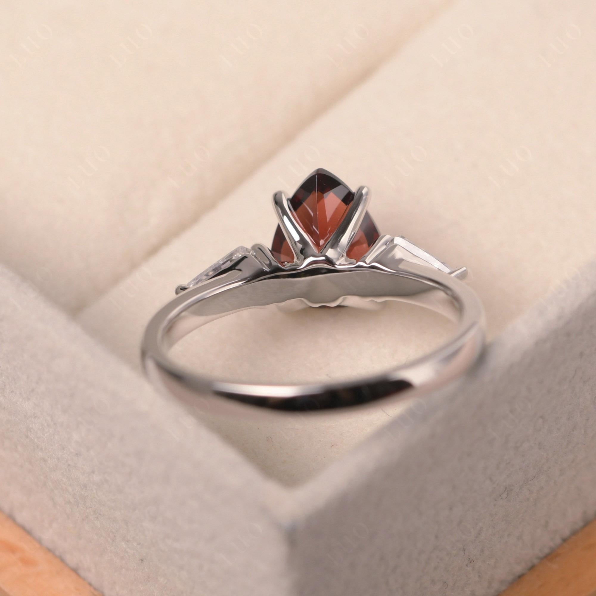 Garnet Pear Three Stone Ring - LUO Jewelry 