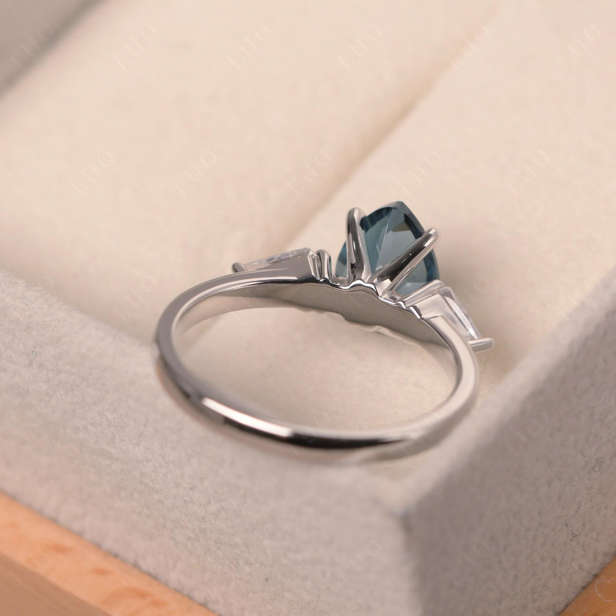 London Blue Topaz Pear Three Stone Ring - LUO Jewelry 