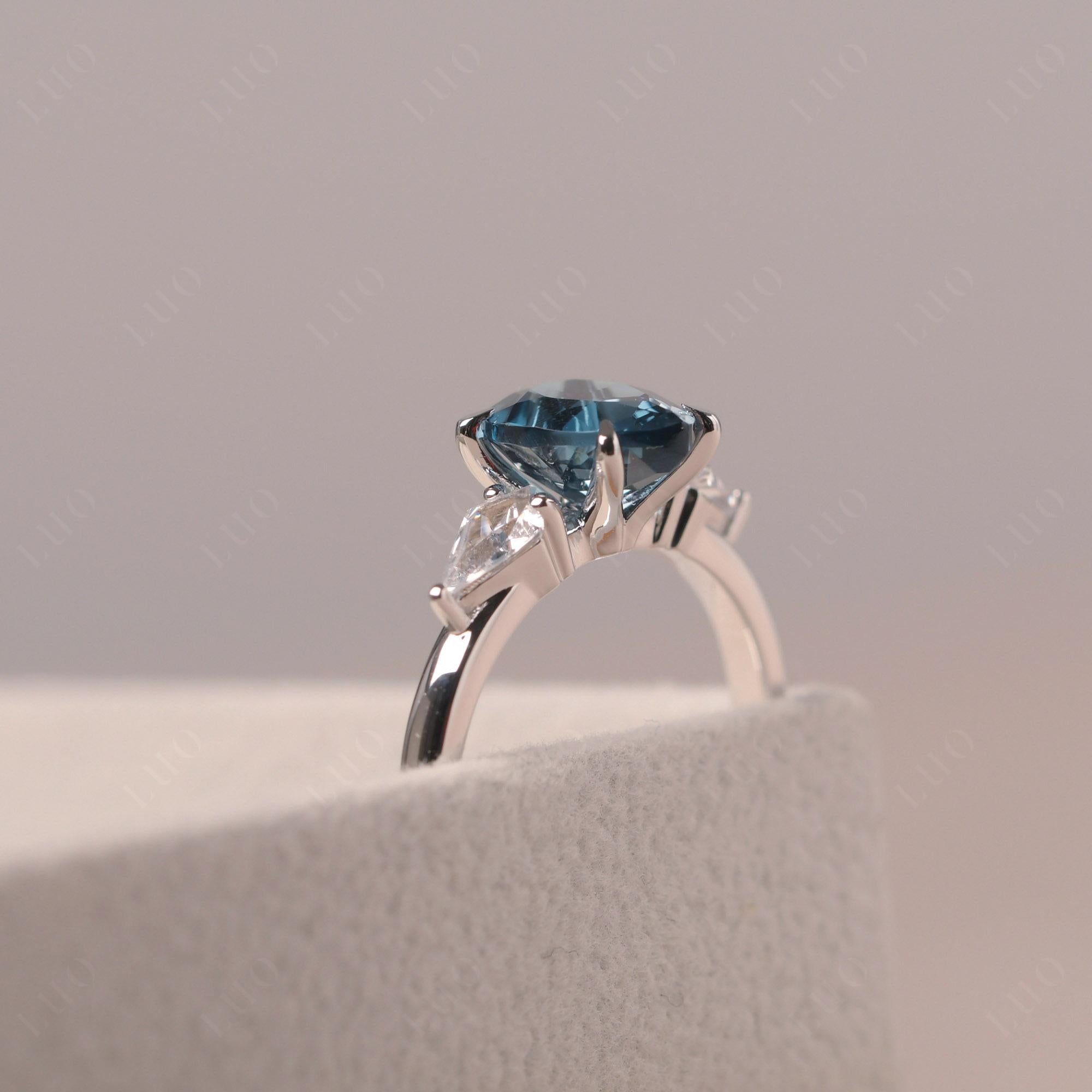 London Blue Topaz Pear Three Stone Ring - LUO Jewelry 