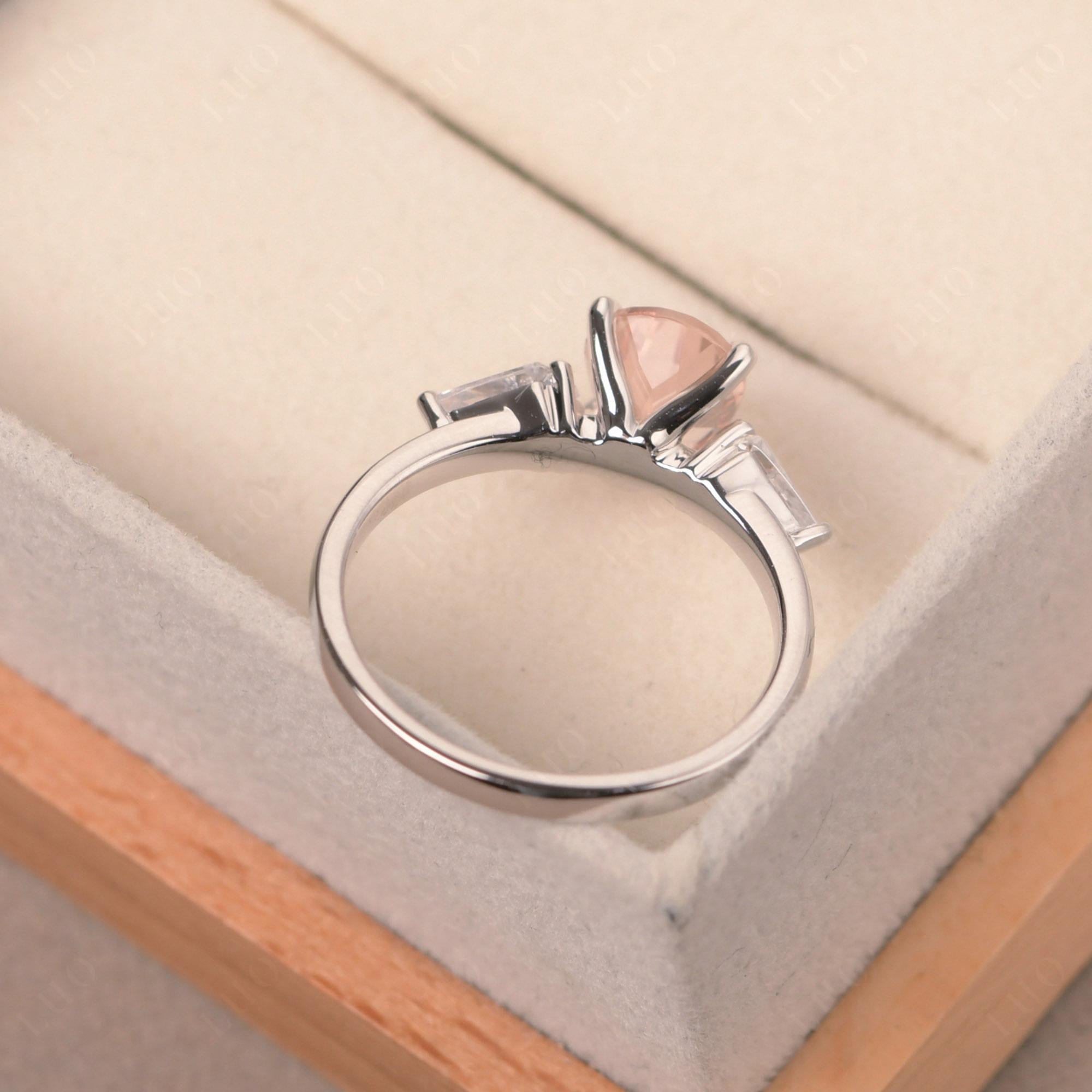 Pear Morganite Trilogy Engagement Ring - LUO Jewelry 