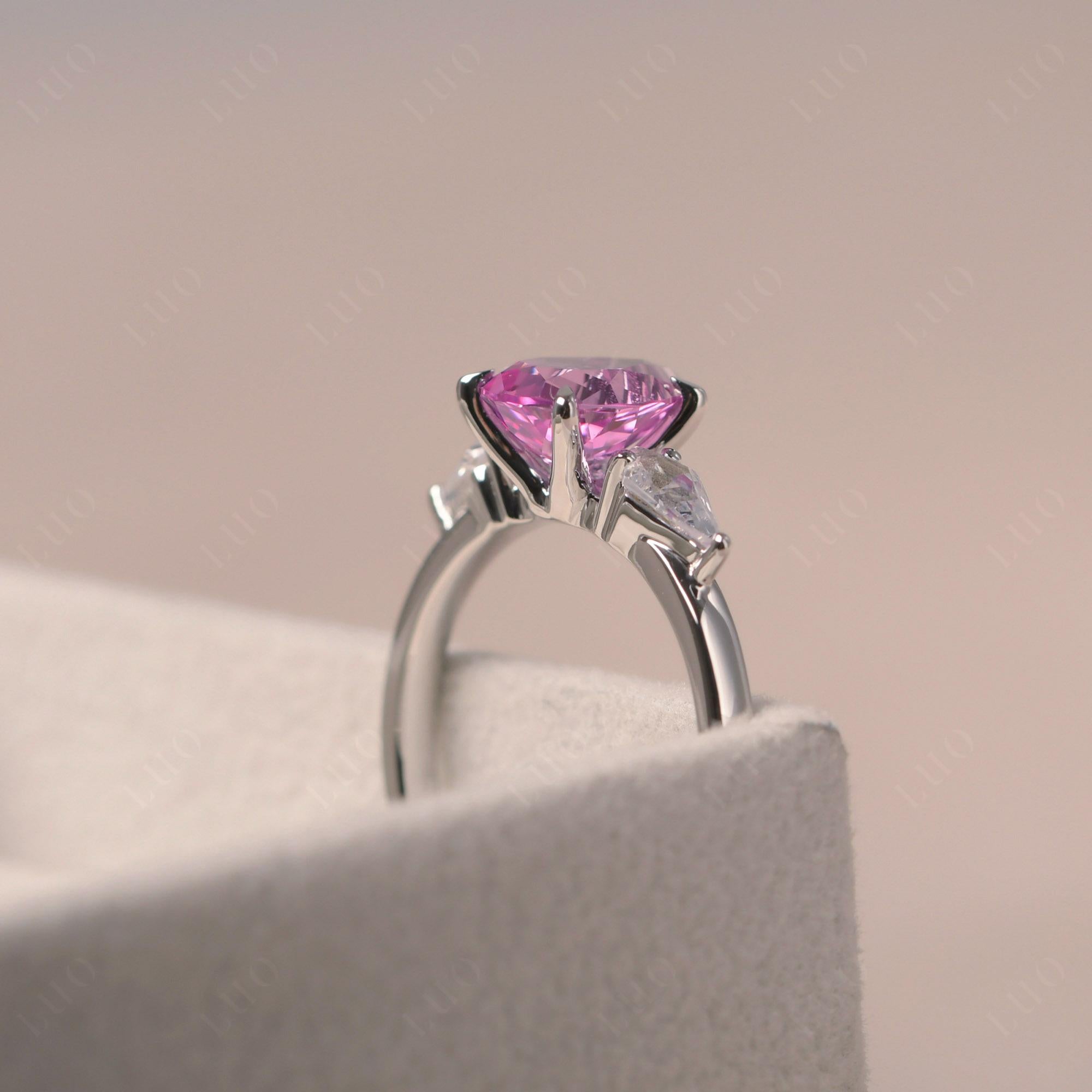 Pink Sapphire Pear Three Stone Ring - LUO Jewelry 