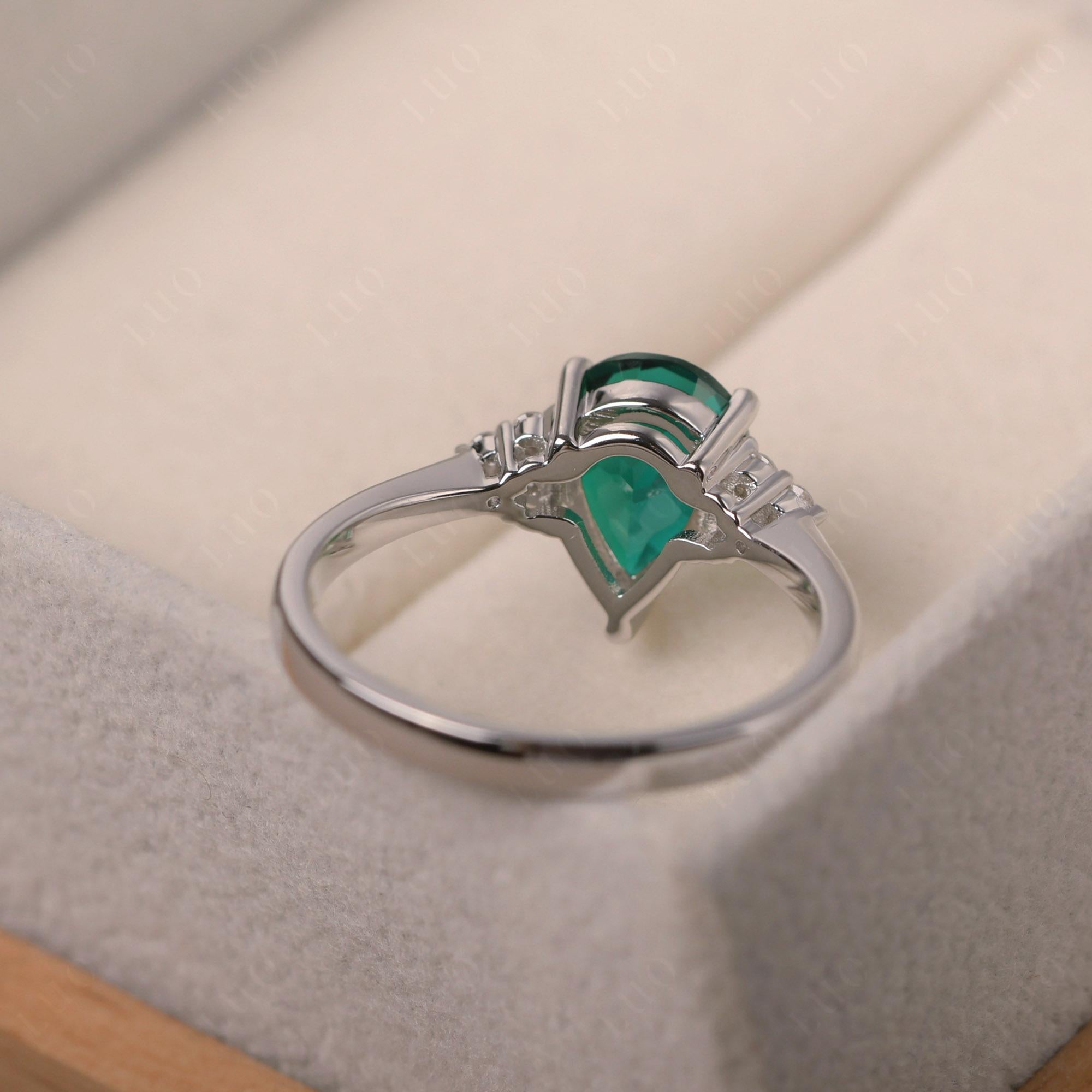 Pear Shaped Emerald Promise Ring - LUO Jewelry 