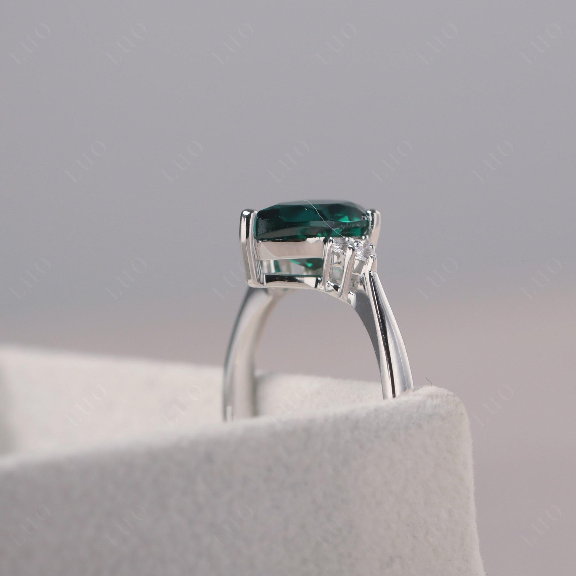 Pear Shaped Emerald Promise Ring - LUO Jewelry 