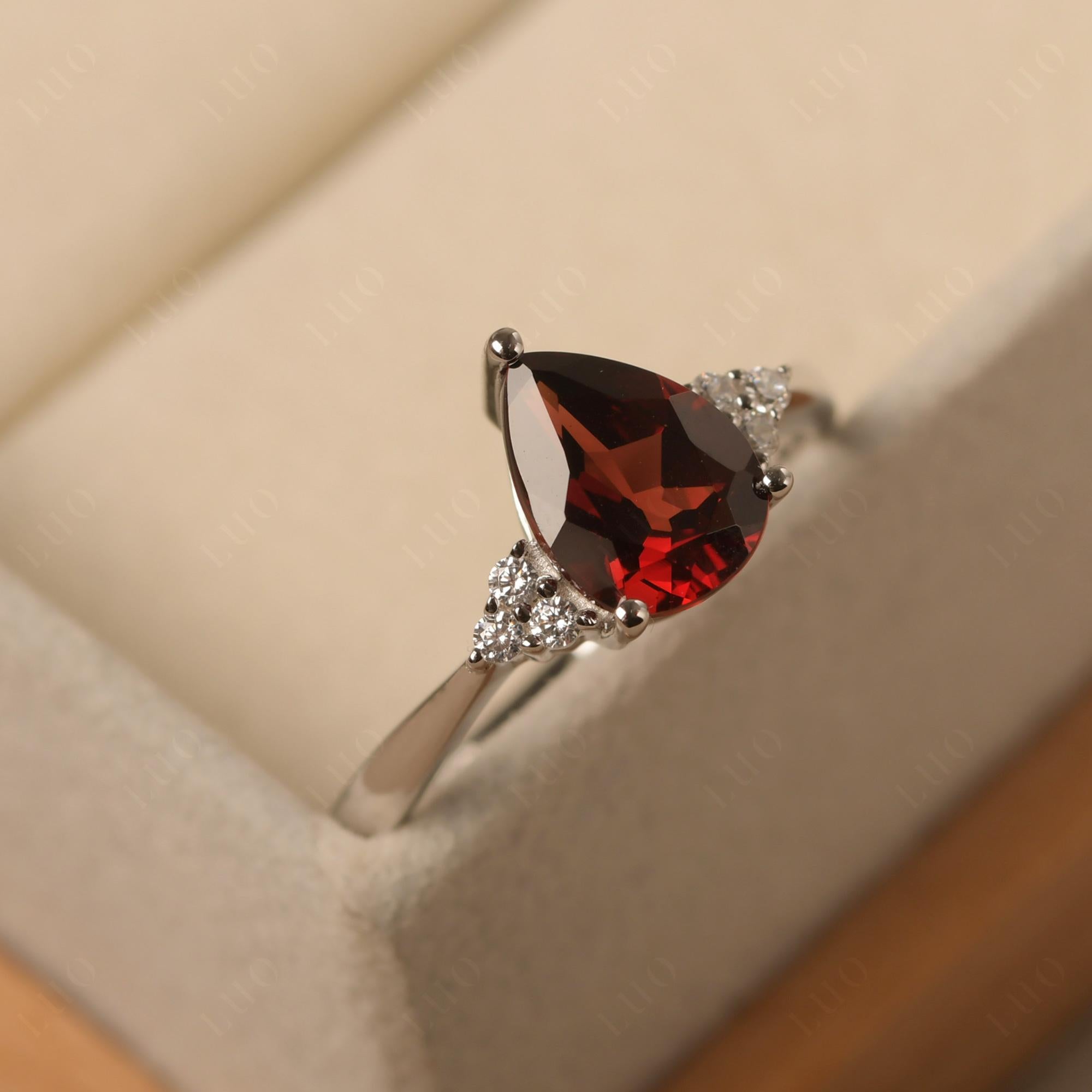 Pear Shaped Garnet Promise Ring | LUO Jewelry
