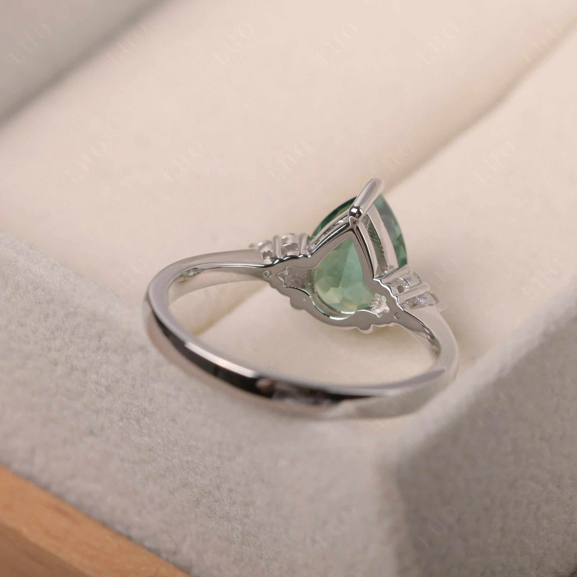 Pear Shaped Green Sapphire Promise Ring - LUO Jewelry 