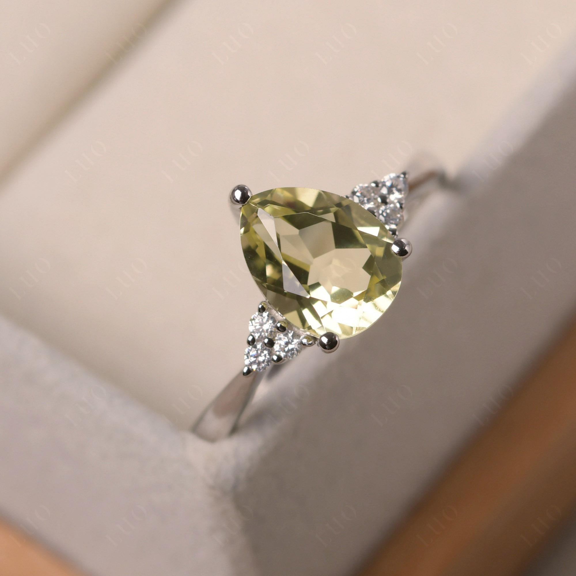 Pear Shaped Lemon Quartz Promise Ring - LUO Jewelry 