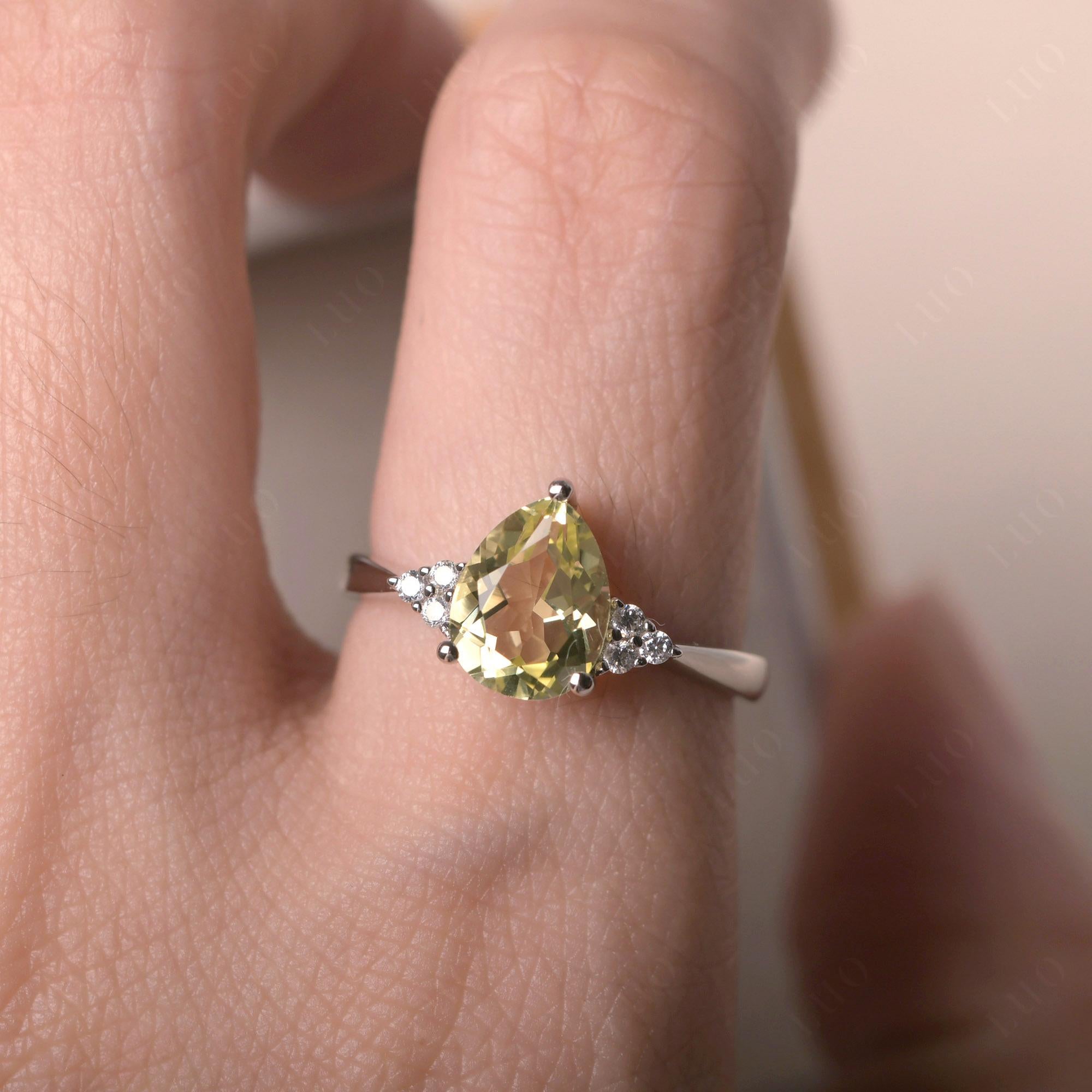 Pear Shaped Lemon Quartz Promise Ring - LUO Jewelry 