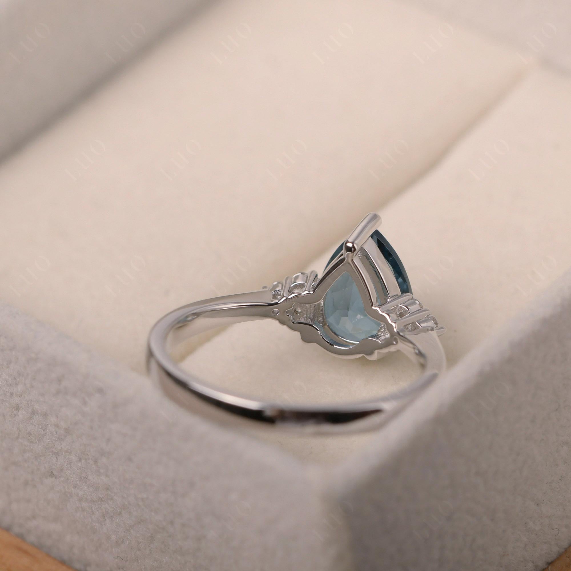 Pear Shaped London Blue Topaz Promise Ring - LUO Jewelry 
