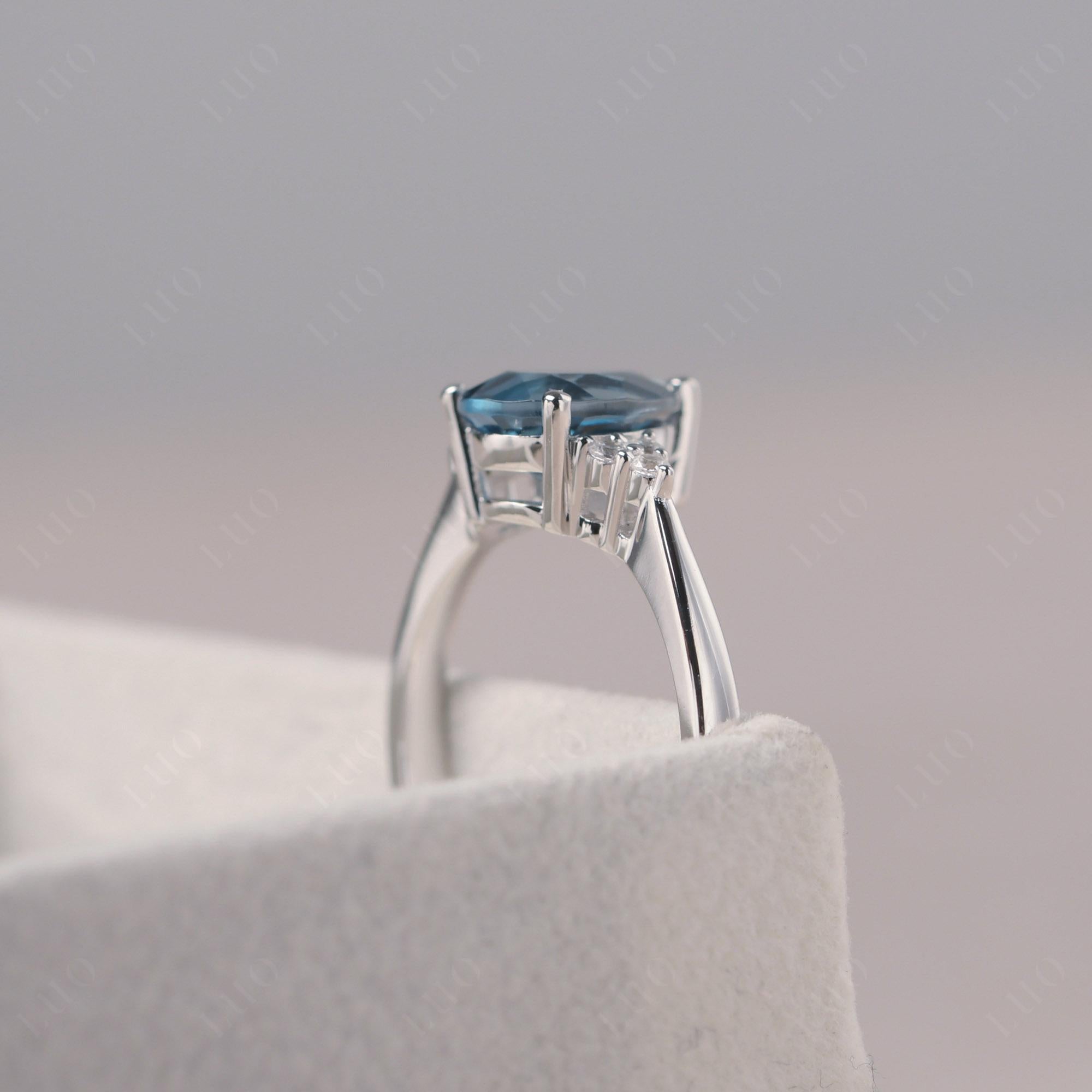 Pear Shaped London Blue Topaz Promise Ring - LUO Jewelry 