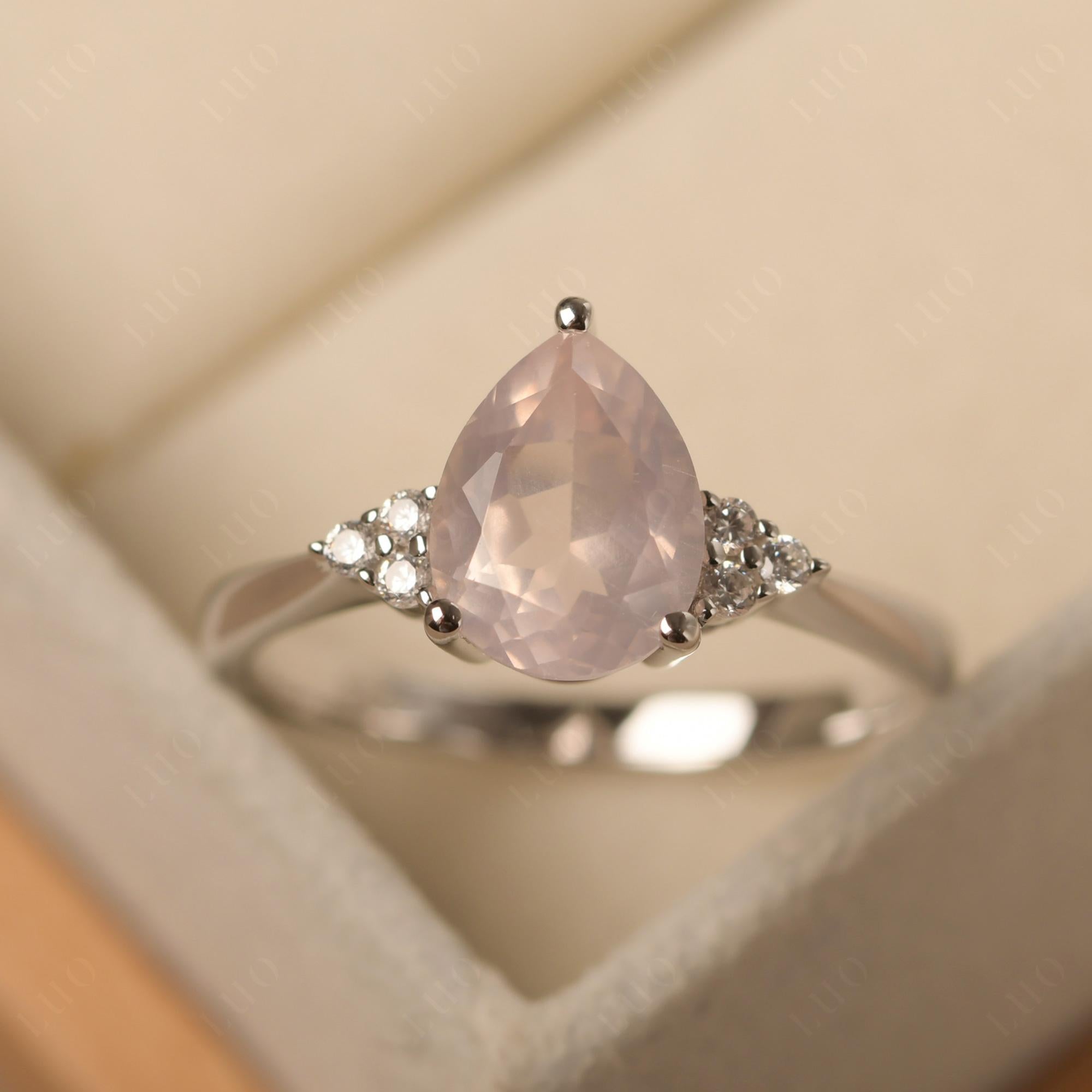 Pear Shaped Rose Quartz Promise Ring | LUO Jewelry