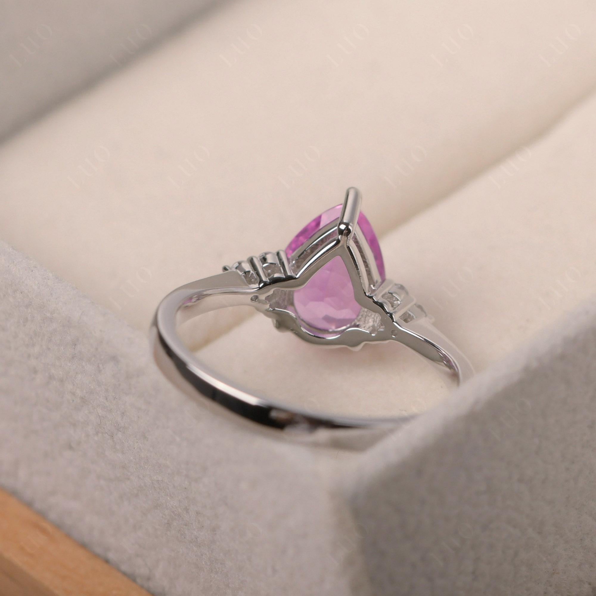 Pear Shaped Pink Sapphire Promise Ring - LUO Jewelry 