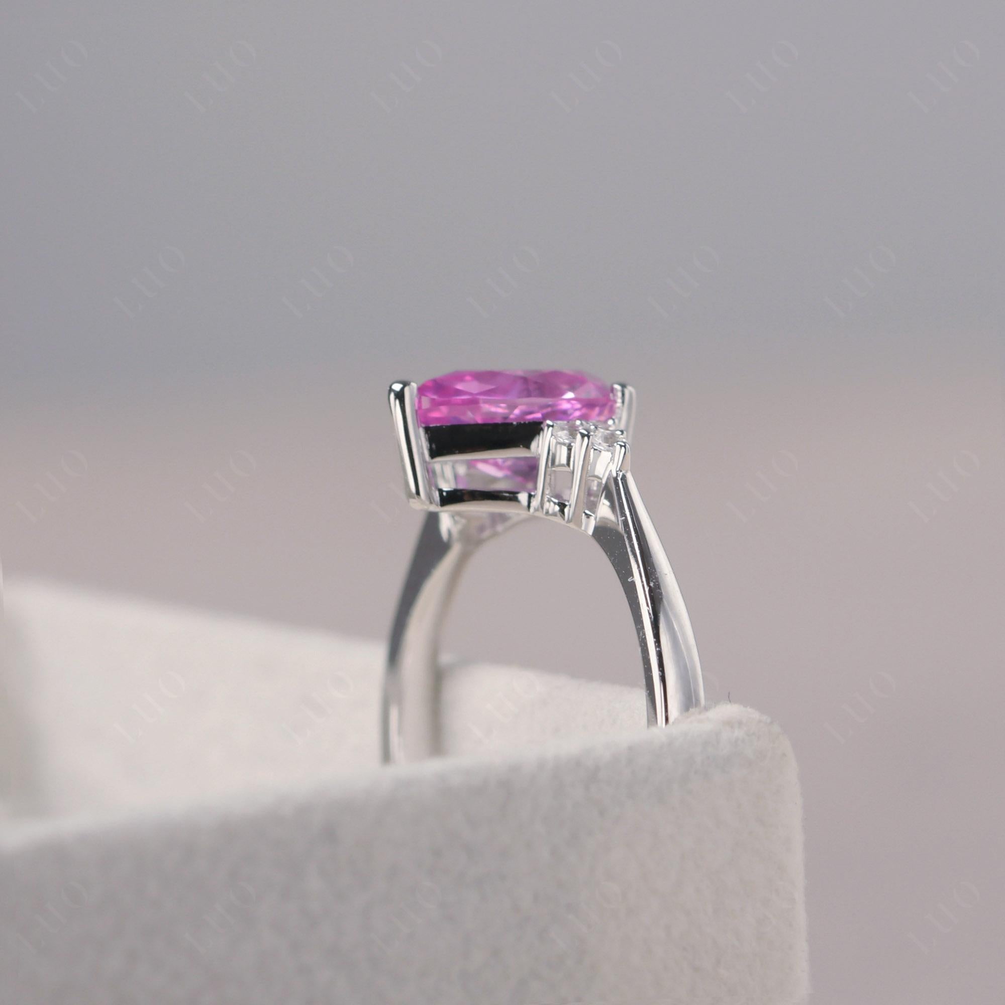 Pear Shaped Pink Sapphire Promise Ring - LUO Jewelry 