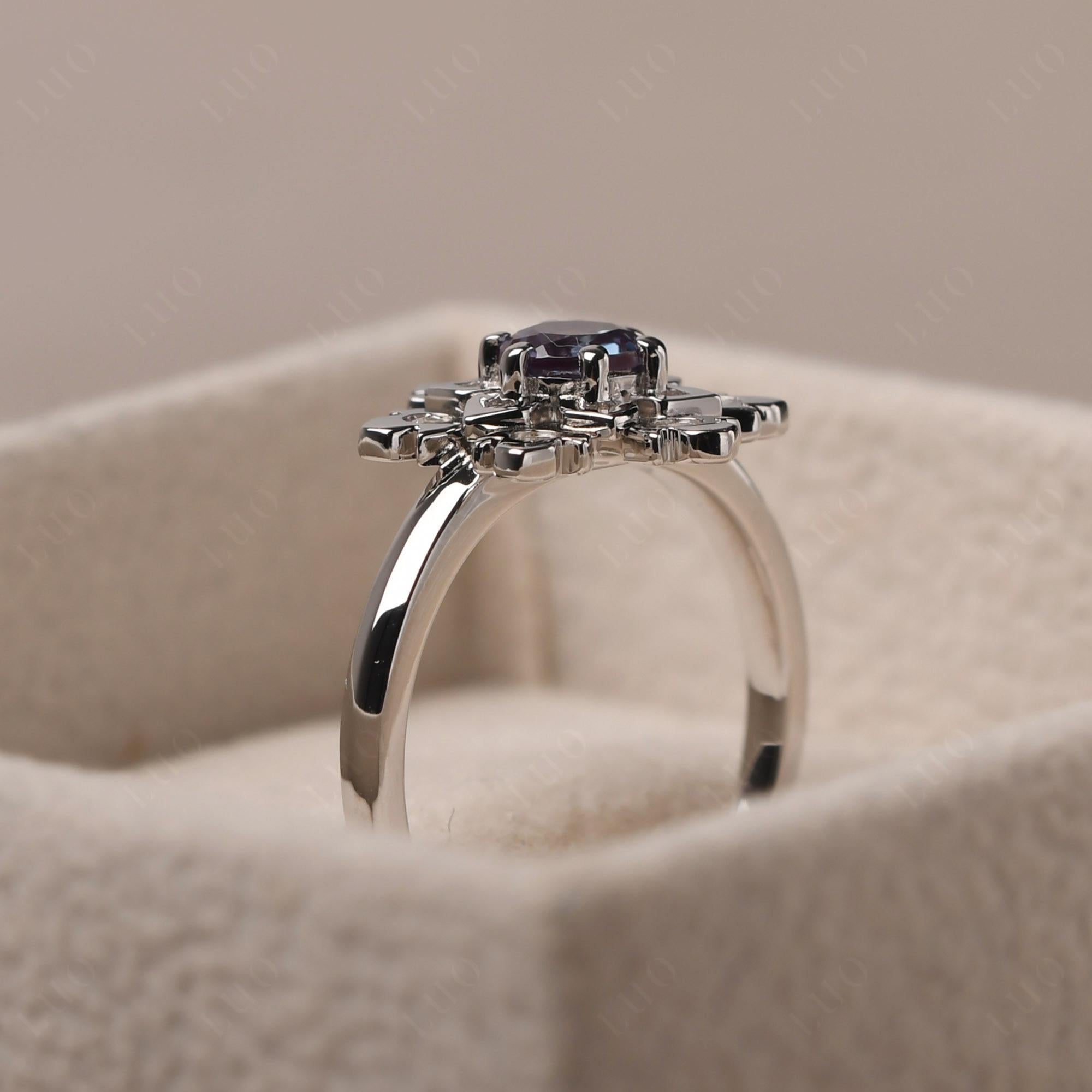 Alexandrite Snowflake Engagement Ring - LUO Jewelry 