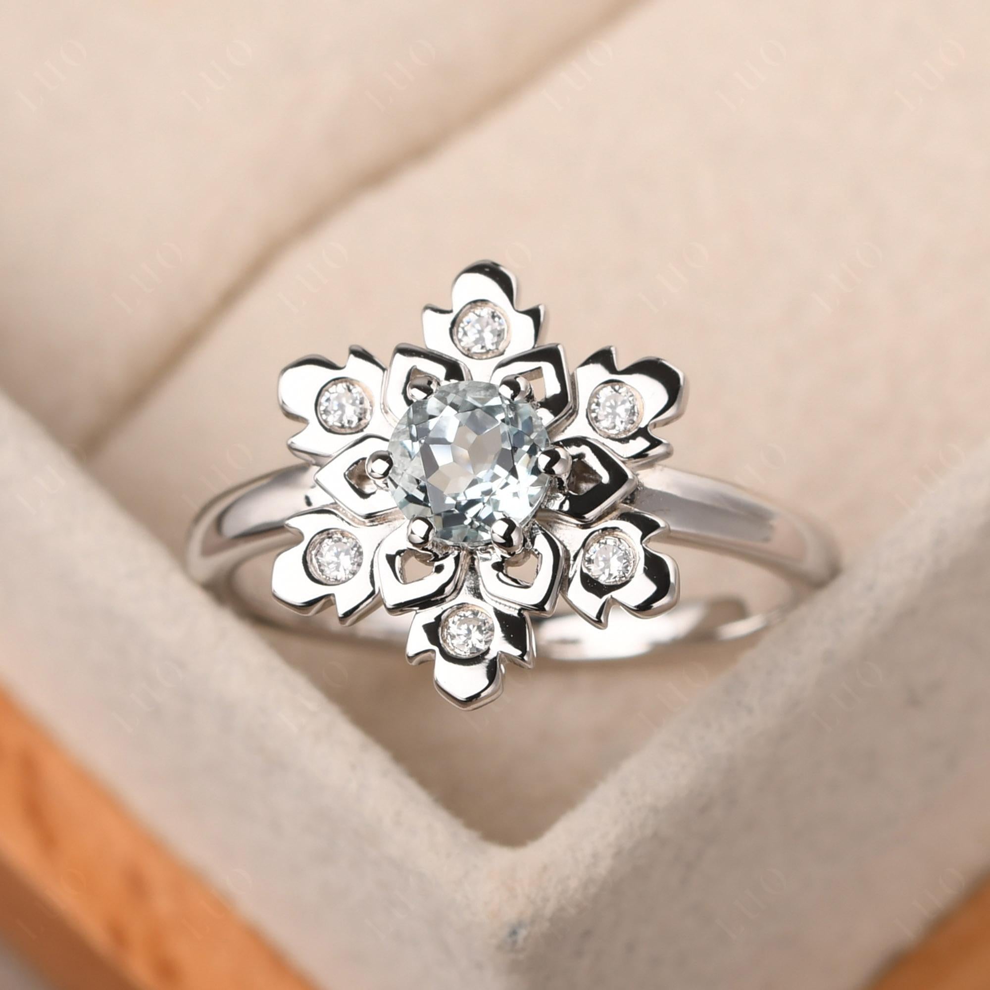 Aquamarine Snowflake Ring - LUO Jewelry 