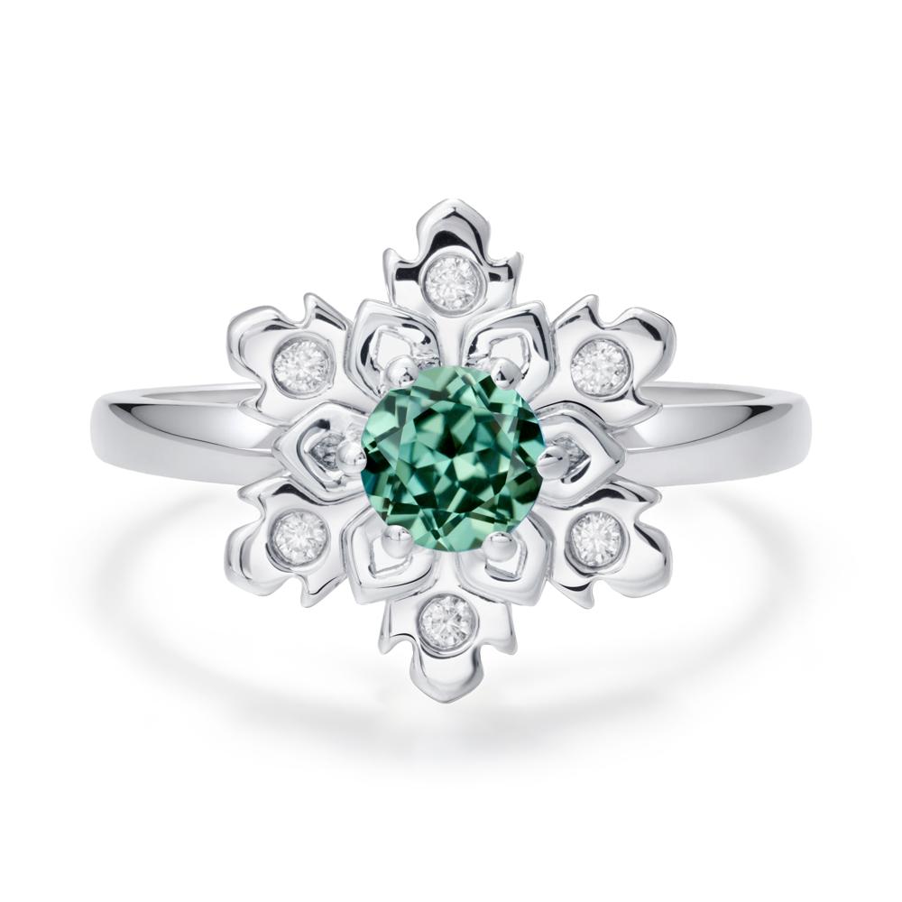 Green Sapphire Snowflake Ring - LUO Jewelry #metal_14k white gold