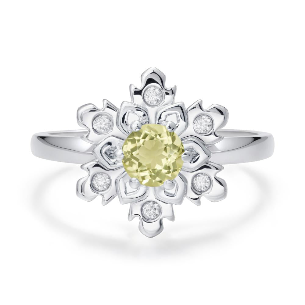 Lemon Quartz Snowflake Engagement Ring - LUO Jewelry #metal_18k white gold