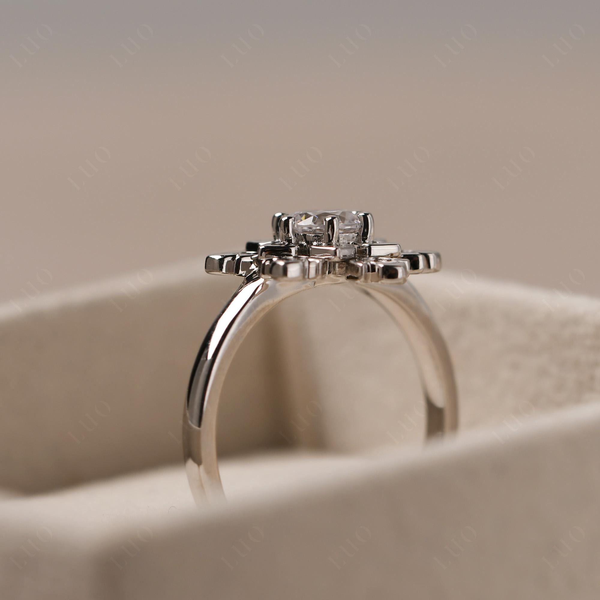 Moissanite Snowflake Engagement Ring - LUO Jewelry 