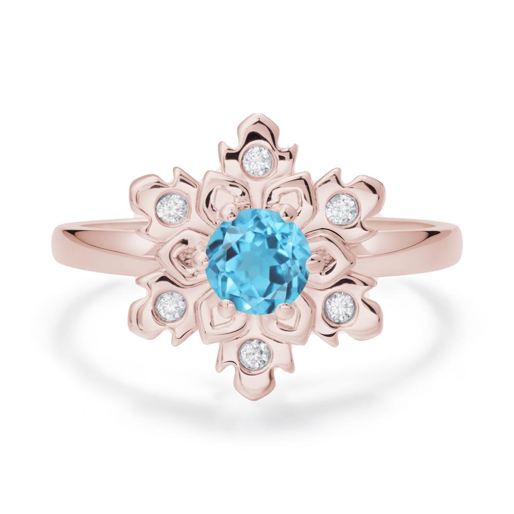 Swiss Blue Topaz Snowflake Ring - LUO Jewelry #metal_14k rose gold
