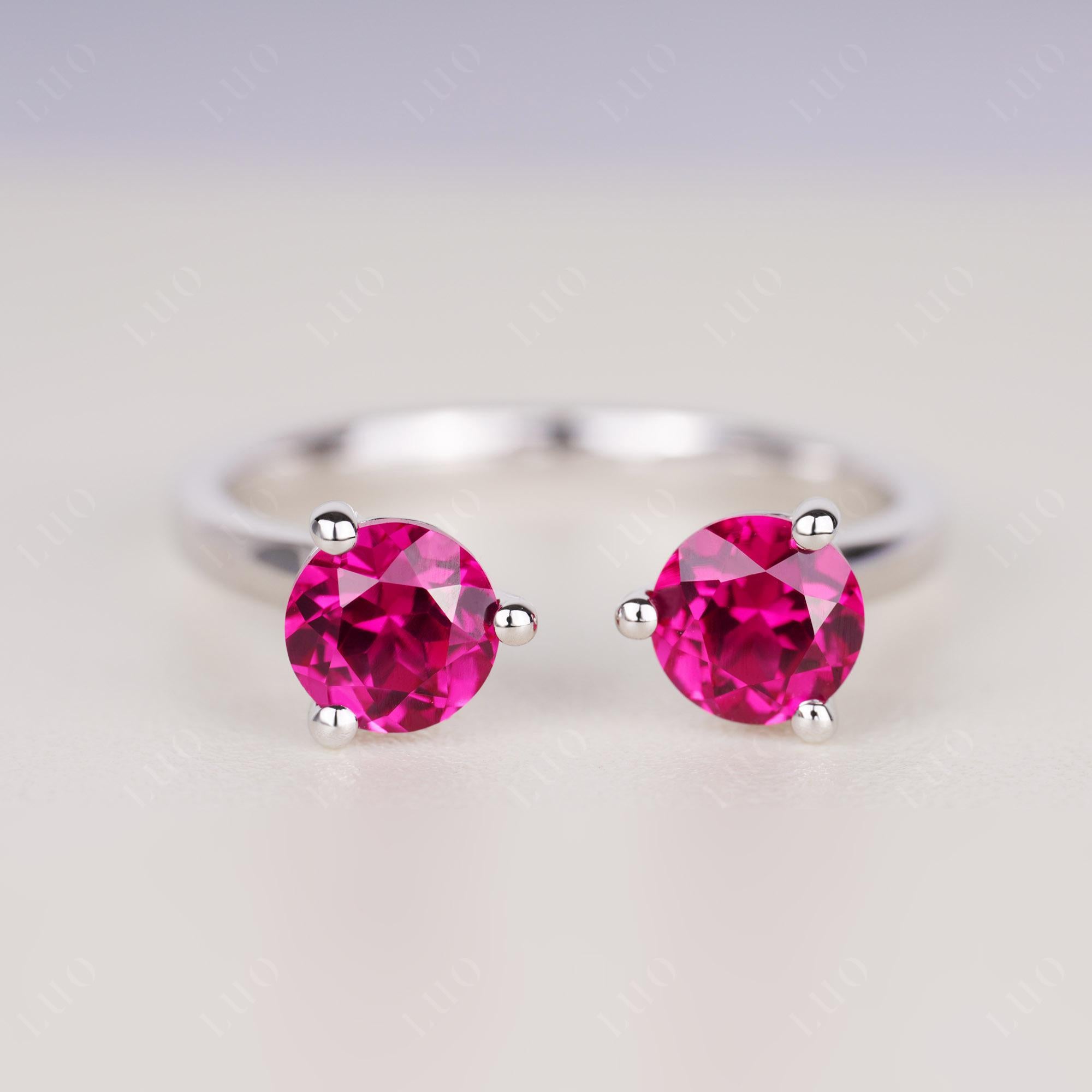 Ruby Two Stone Open Ring | LUO Jewelry