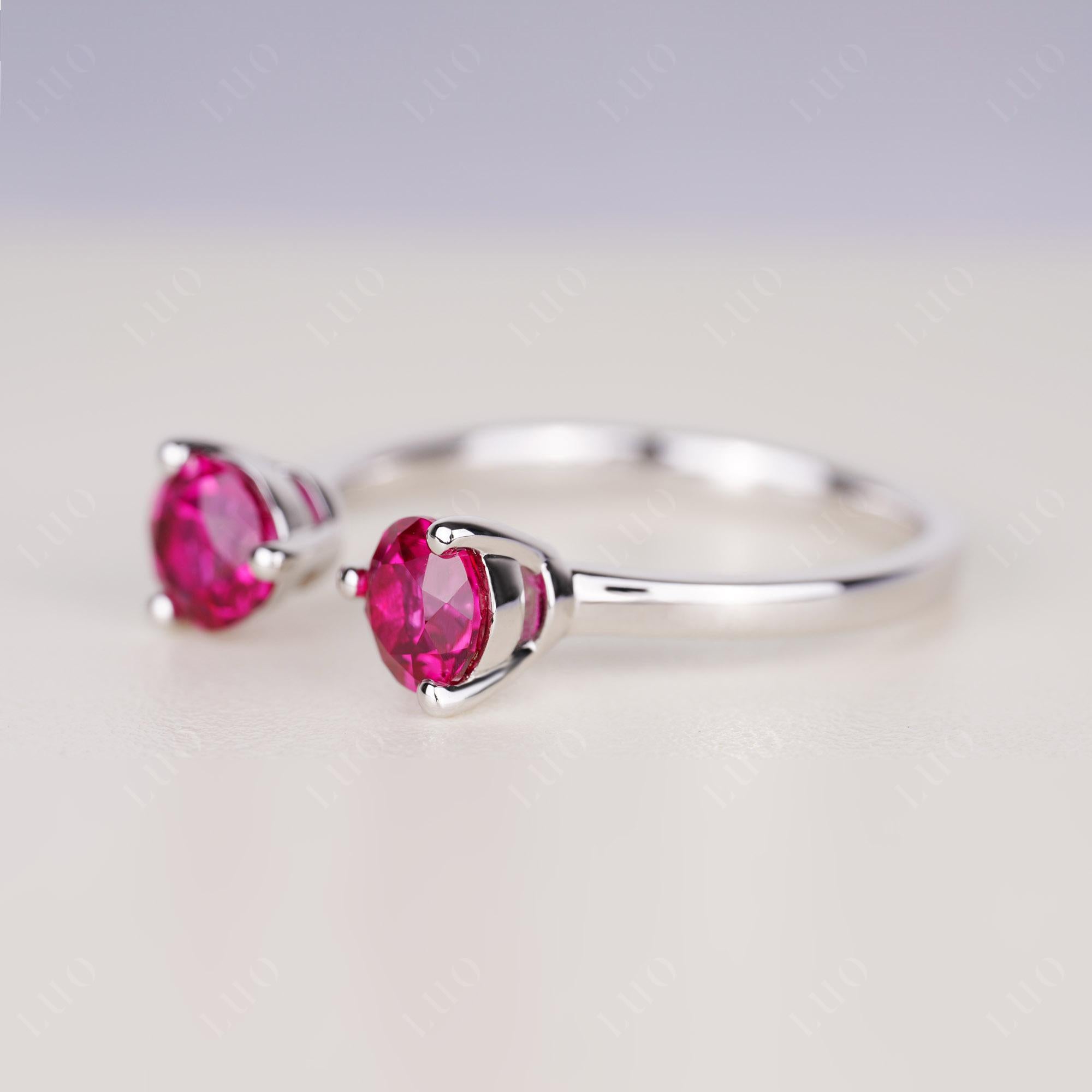 Ruby Two Stone Open Ring | LUO Jewelry