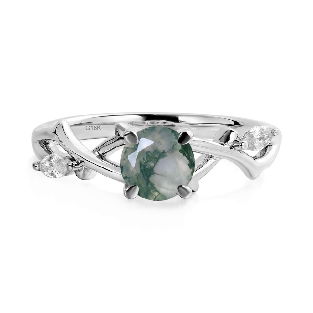 Moss Agate Twig Engagement Ring - LUO Jewelry #metal_18k white gold