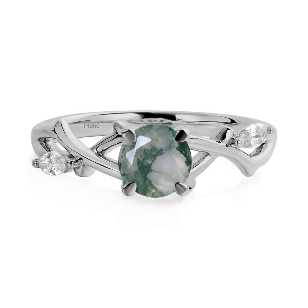 Moss Agate Twig Engagement Ring - LUO Jewelry #metal_platinum