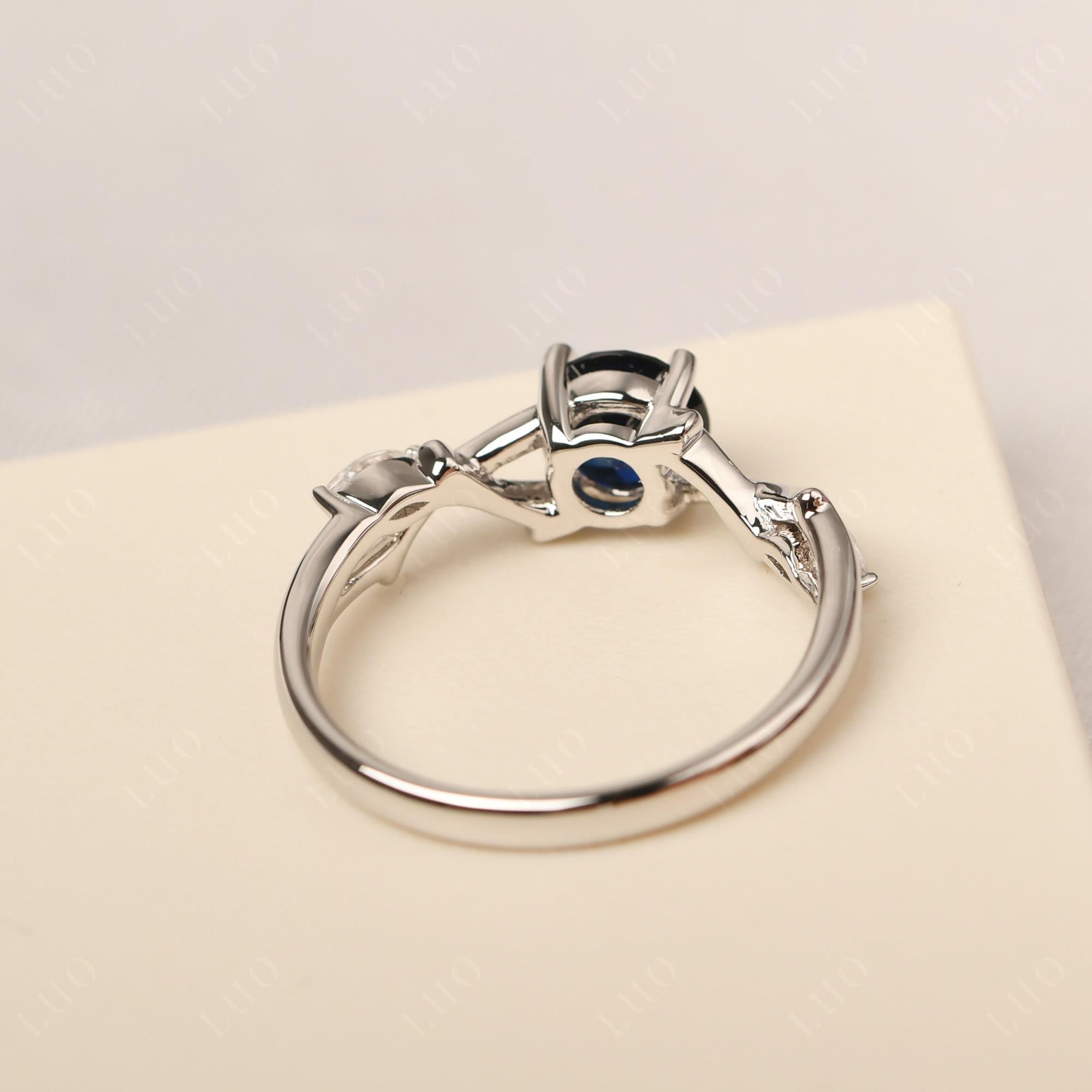 Sapphire Twig Engagement Ring - LUO Jewelry 