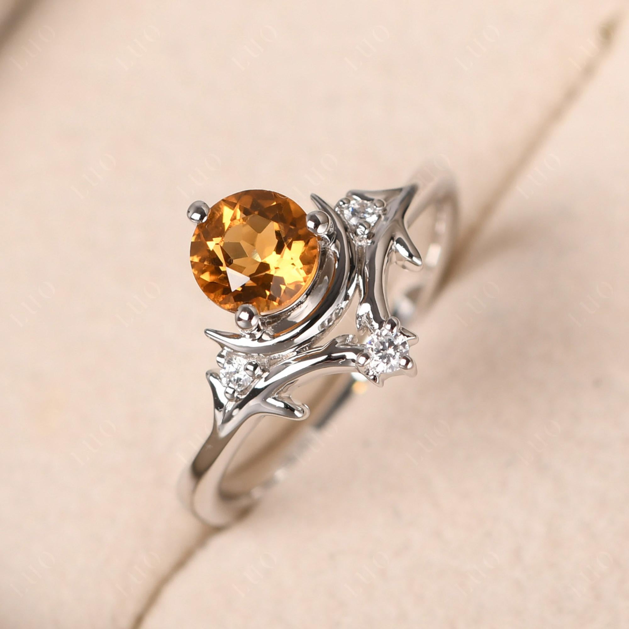 Citrine Star and Moon Engagement Ring - LUO Jewelry 