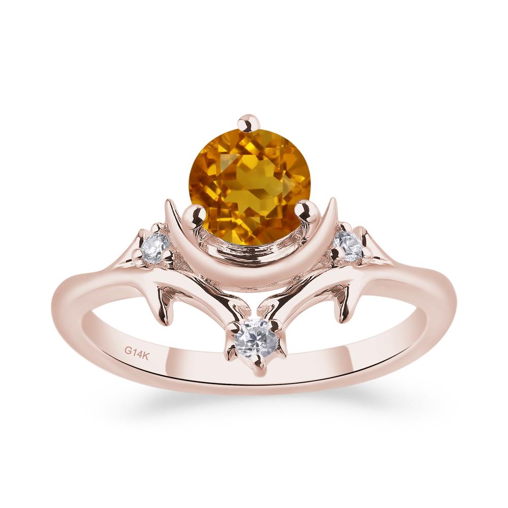 Citrine Star and Moon Engagement Ring - LUO Jewelry #metal_14k rose gold