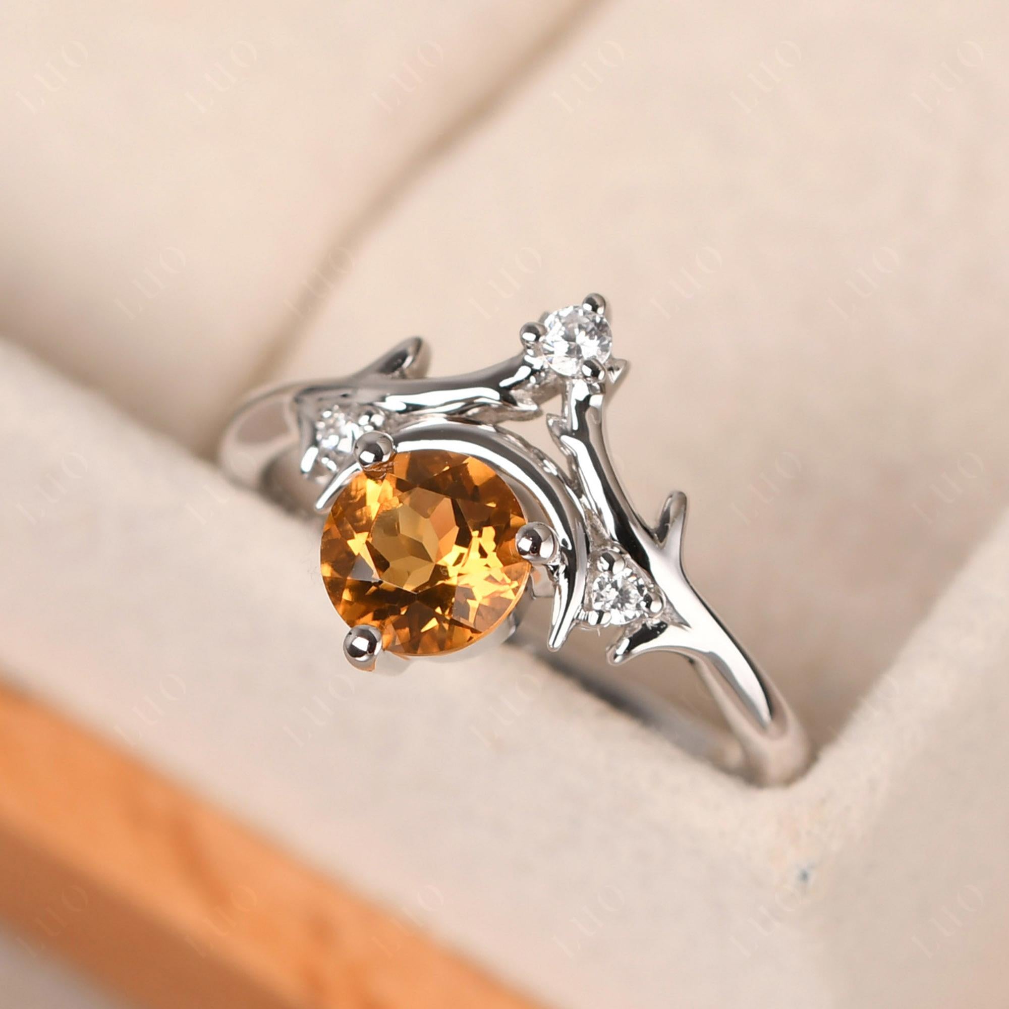 Citrine Star and Moon Engagement Ring - LUO Jewelry 