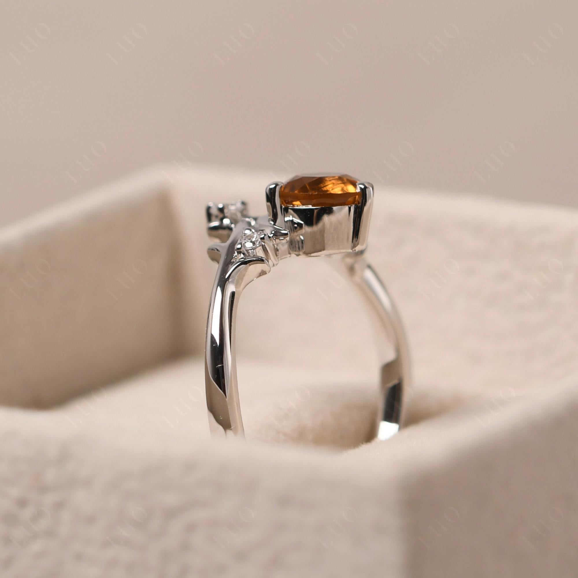 Citrine Star and Moon Engagement Ring - LUO Jewelry 