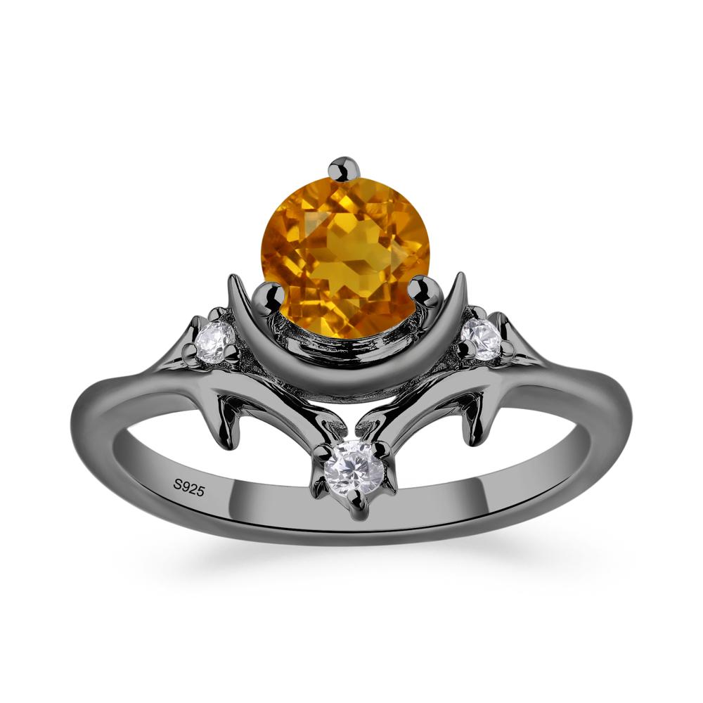 Citrine Star and Moon Engagement Ring - LUO Jewelry #metal_black finish sterling silver