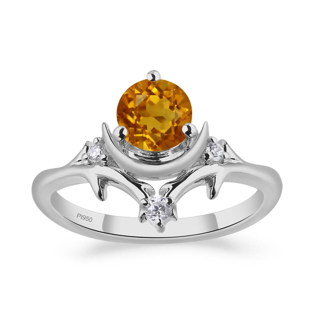Citrine Star and Moon Engagement Ring - LUO Jewelry #metal_platinum