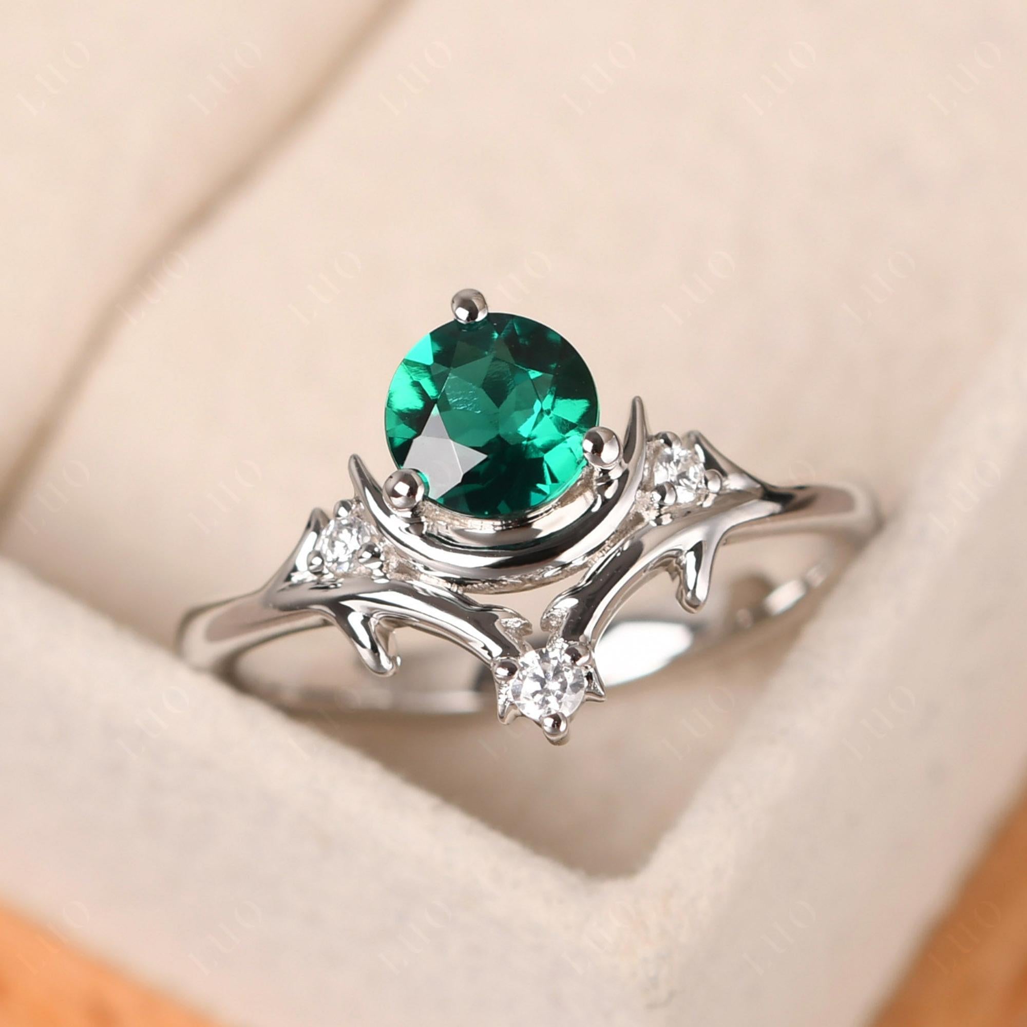 Emerald Moon and Star Ring - LUO Jewelry 