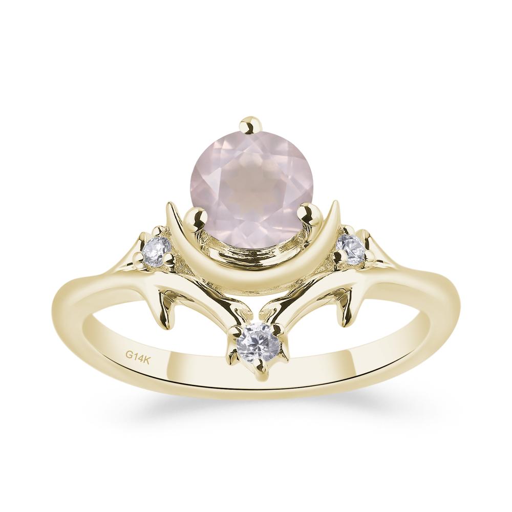 Rose Quartz Moon and Star Ring - LUO Jewelry #metal_14k yellow gold