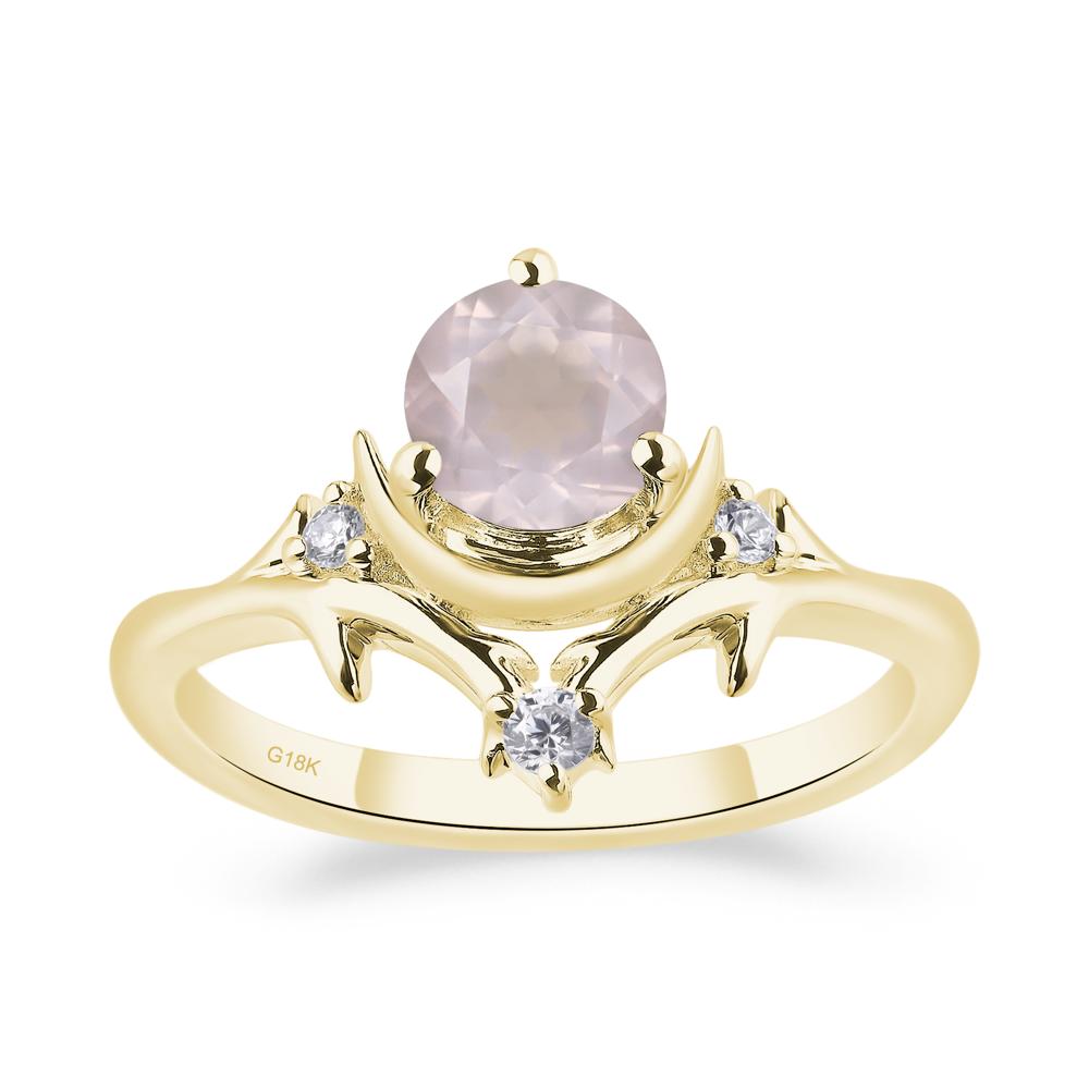 Rose Quartz Moon and Star Ring - LUO Jewelry #metal_18k yellow gold