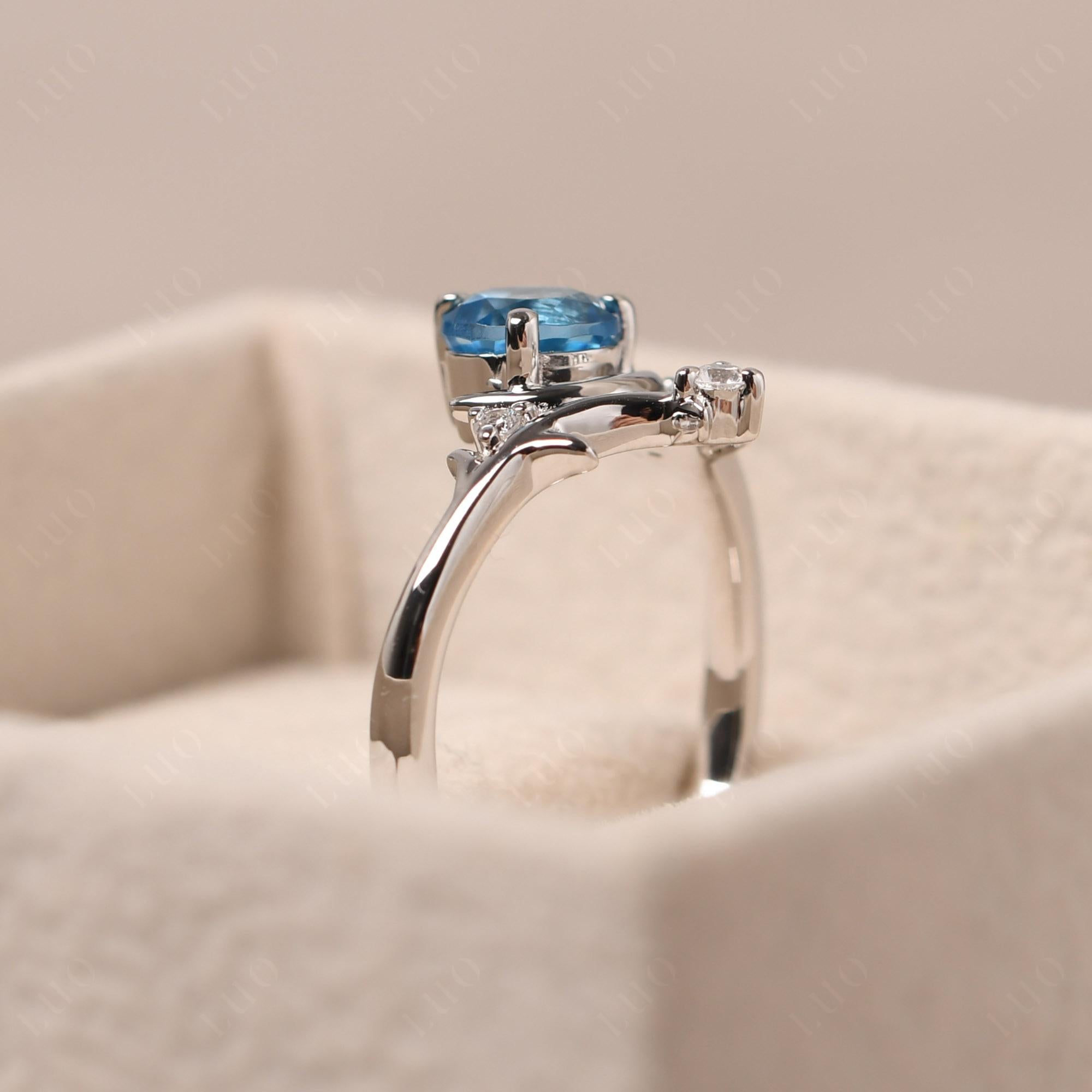 Swiss Blue Topaz Moon and Star Ring - LUO Jewelry 
