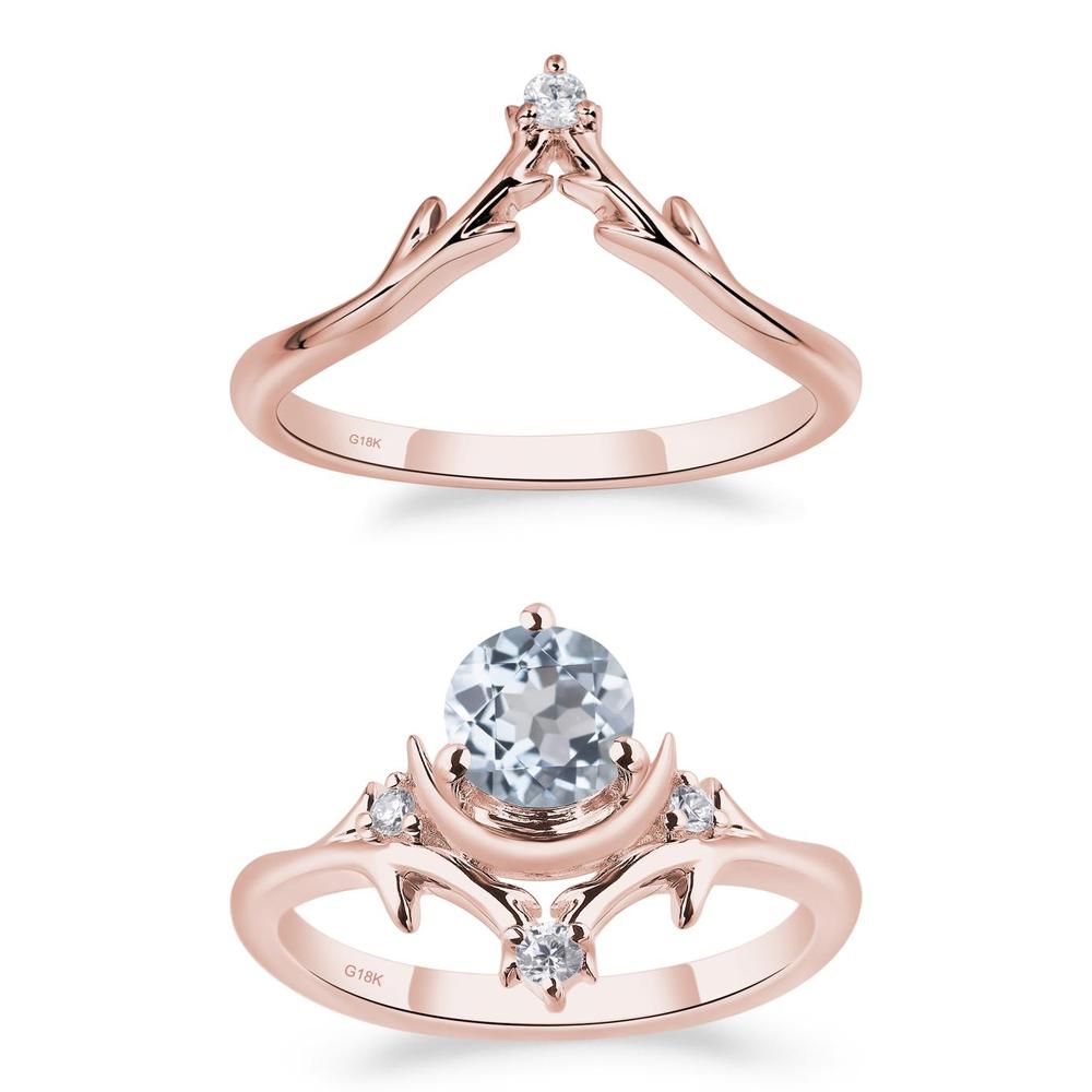 Aquamarine Crescent Moon and Star Ring - LUO Jewelry #metal_xxxxx
